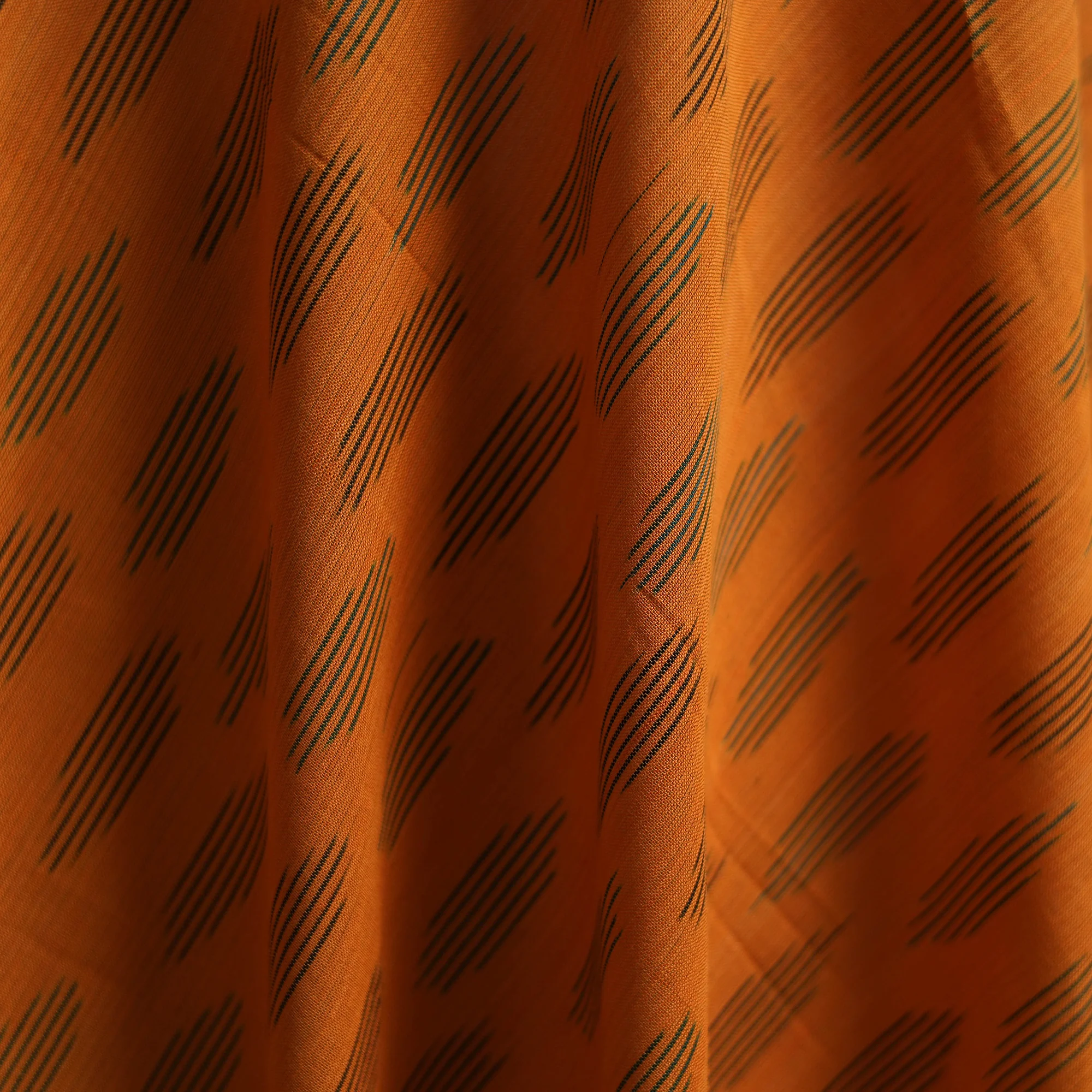 Orange - Pochampally Ikat Weave Cotton Fabric 14 - Image 3