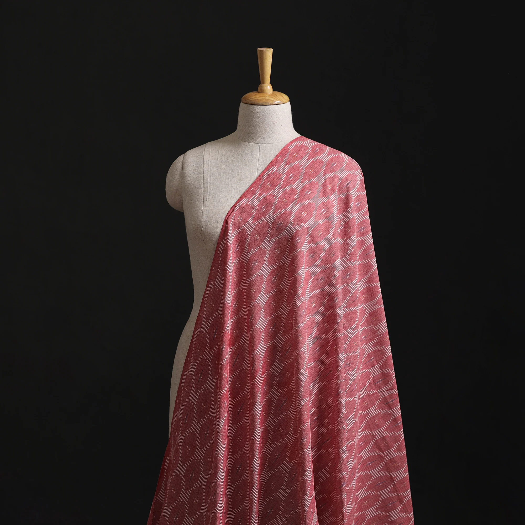 Pink - Pochampally Ikat Weave Cotton Fabric 17