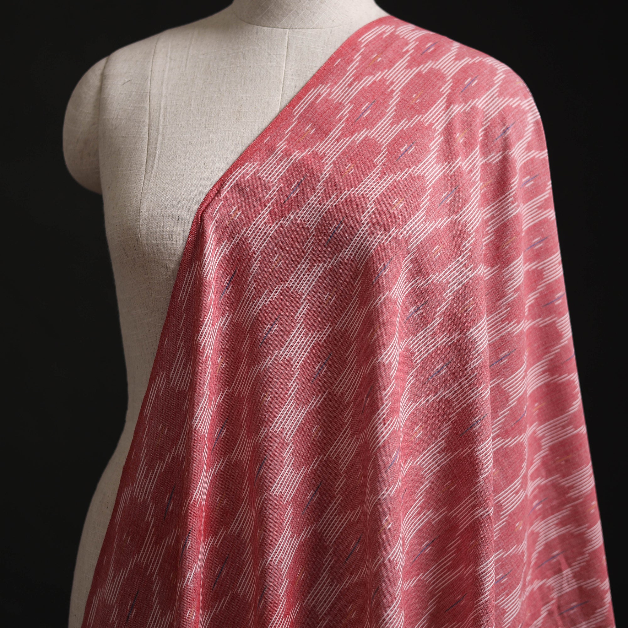 Pink - Pochampally Ikat Weave Cotton Fabric 17 - Image 2