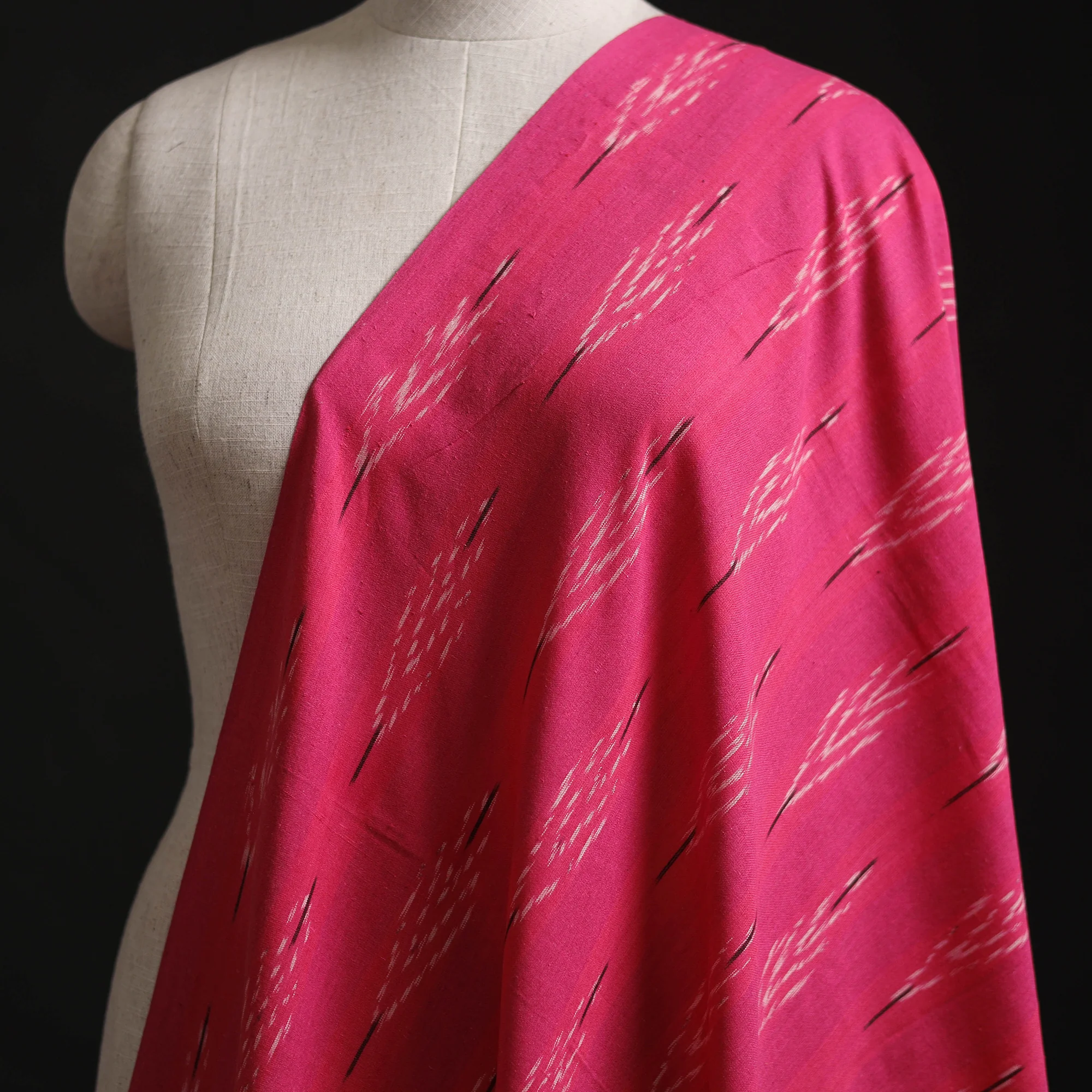 Pink - Pochampally Ikat Weave Cotton Fabric 18 - Image 2