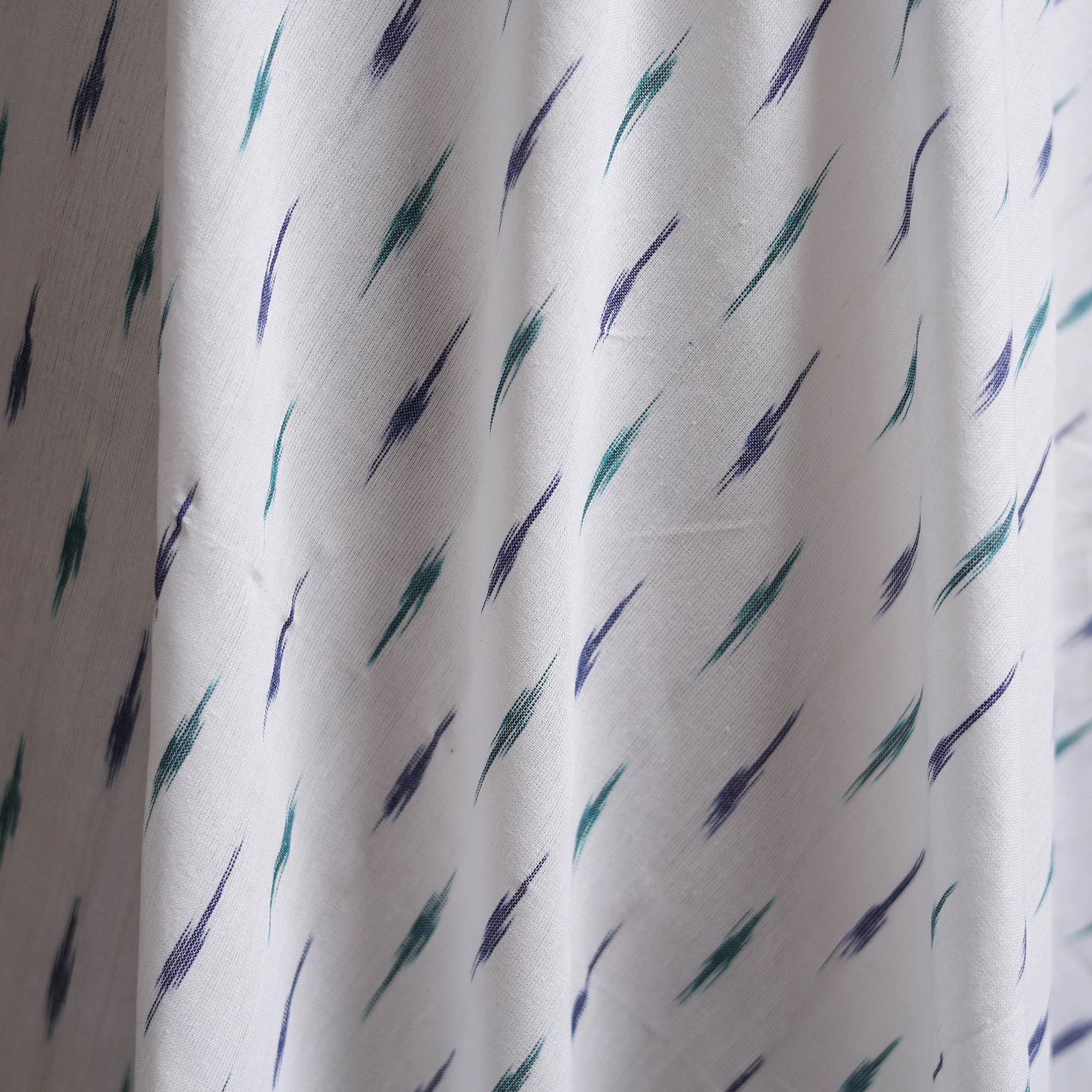 White - Pochampally Ikat Weave Cotton Fabric 20 - Image 3