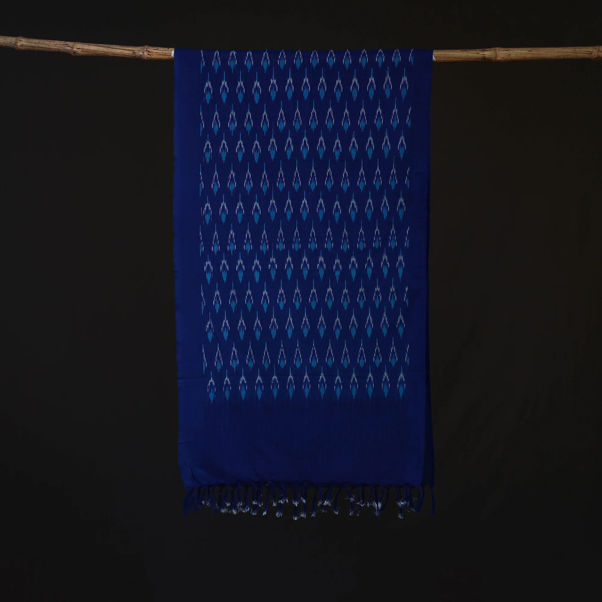 Blue - Pochampally Ikat Weave Cotton Stole 20 - Image 3