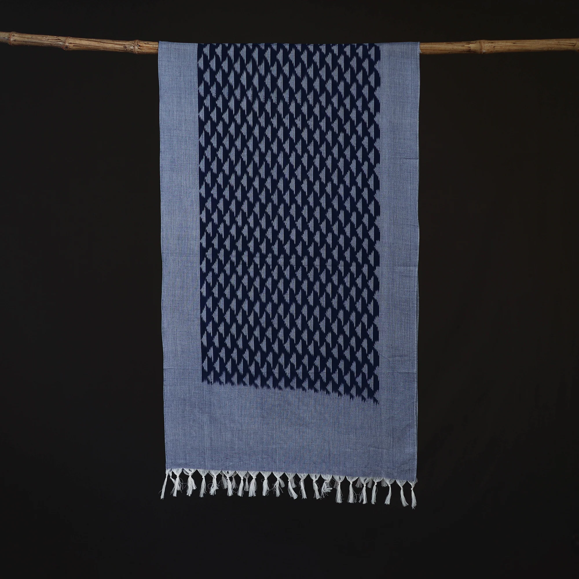 Blue - Pochampally Ikat Weave Cotton Stole 23 - Image 3