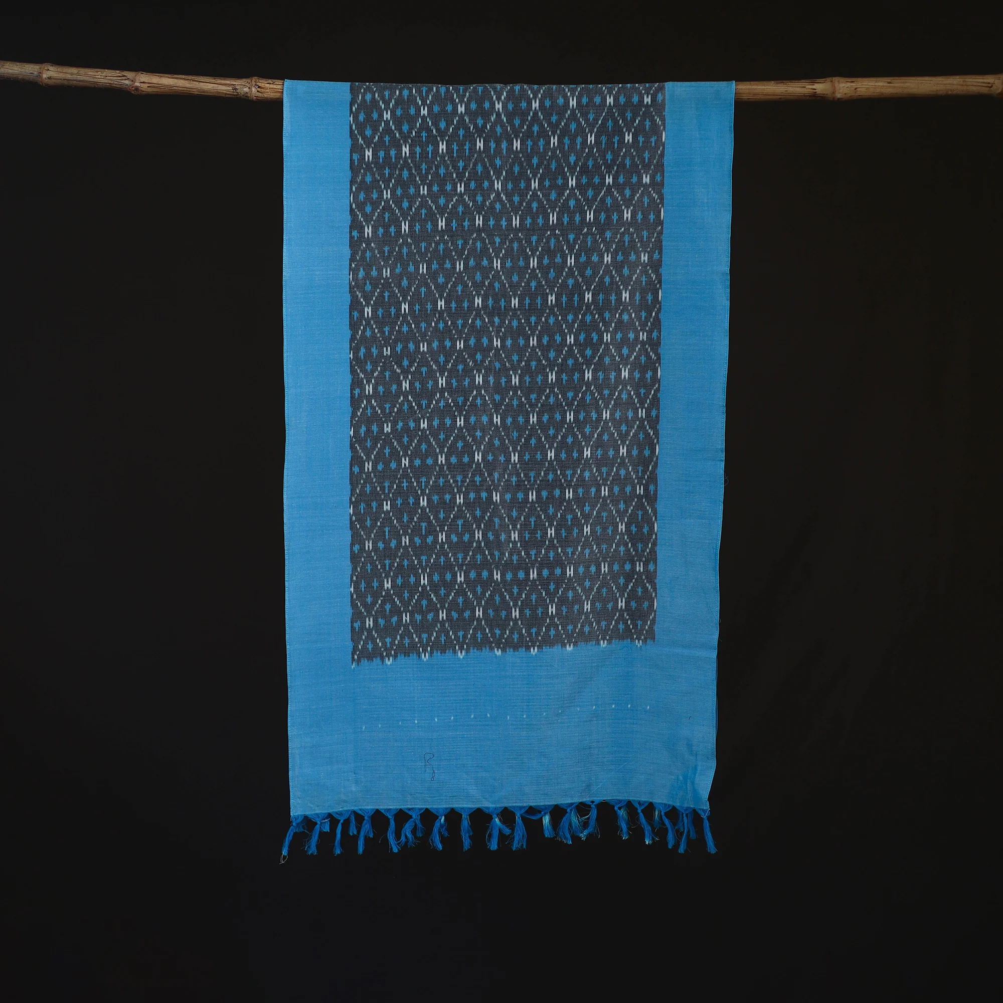 Blue - Pochampally Ikat Weave Cotton Stole 29 - Image 3