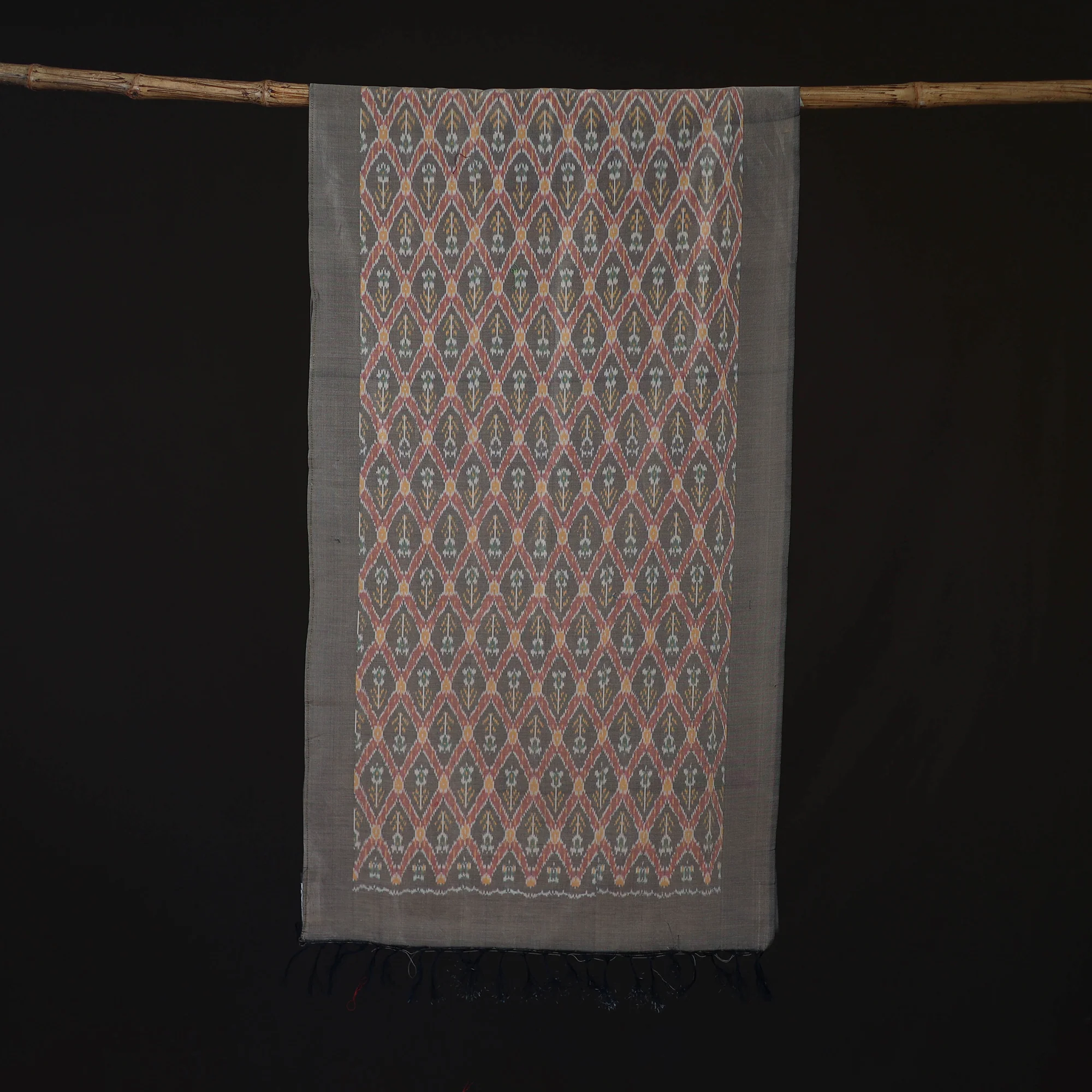 Brown - Pochampally Ikat Weave Sico Stole 37 - Image 3