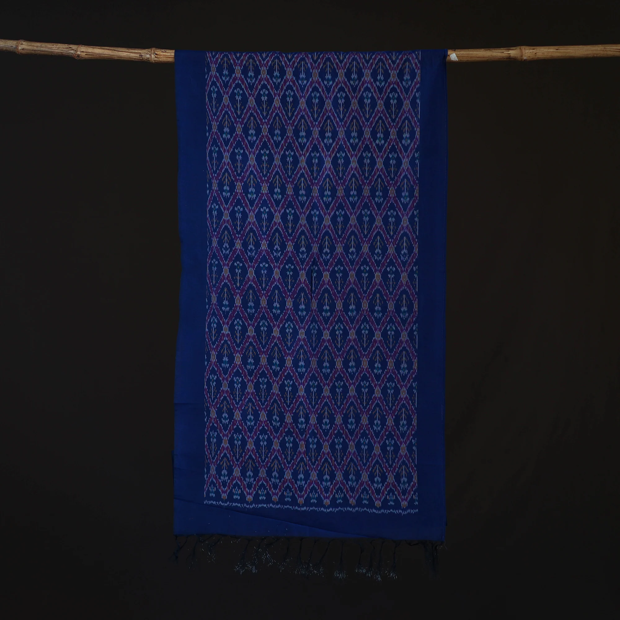 Blue - Pochampally Ikat Weave Sico Stole 38 - Image 3