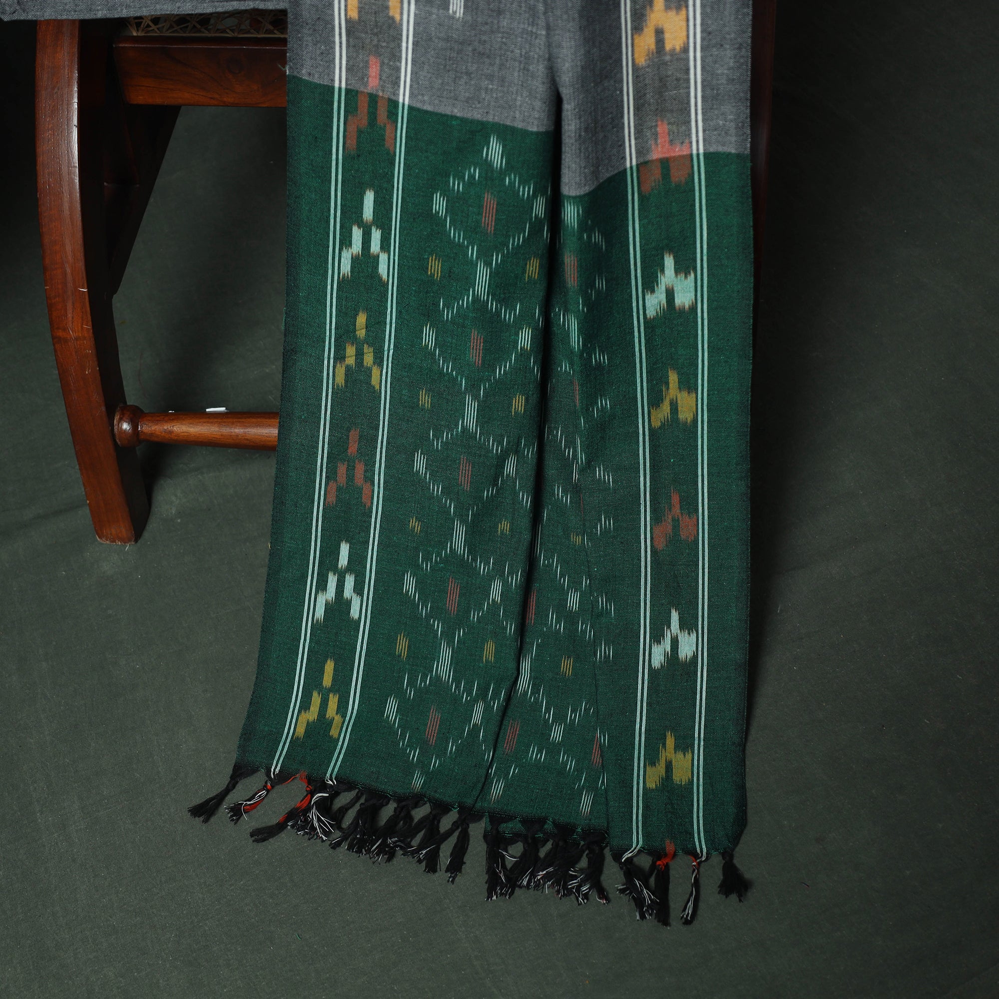 Pochampally Ikat Woven Cotton 3pc Unstitched Dress Material Suit Set 13 - Image 4