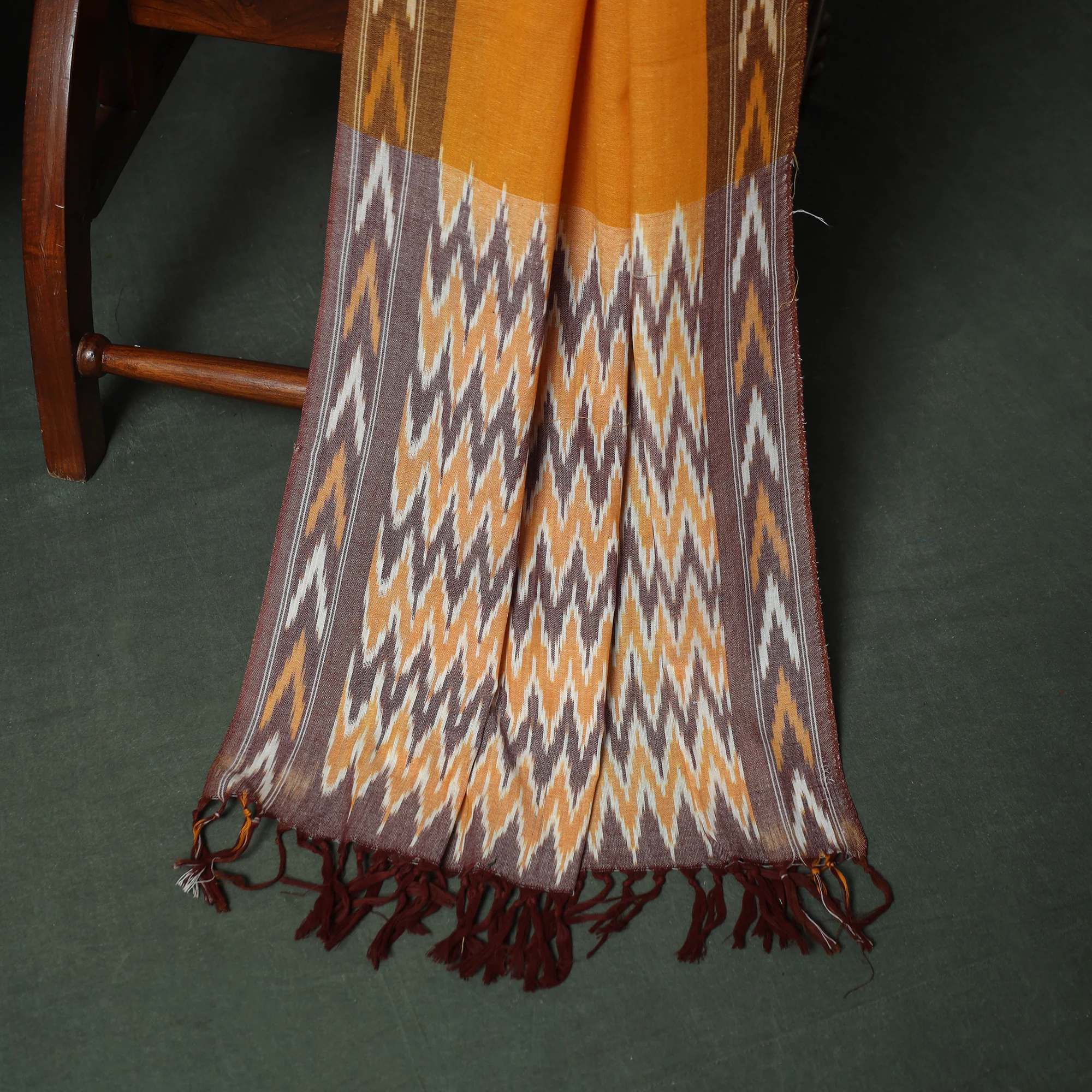 Pochampally Ikat Woven Cotton 3pc Unstitched Dress Material Suit Set 19 - Image 4