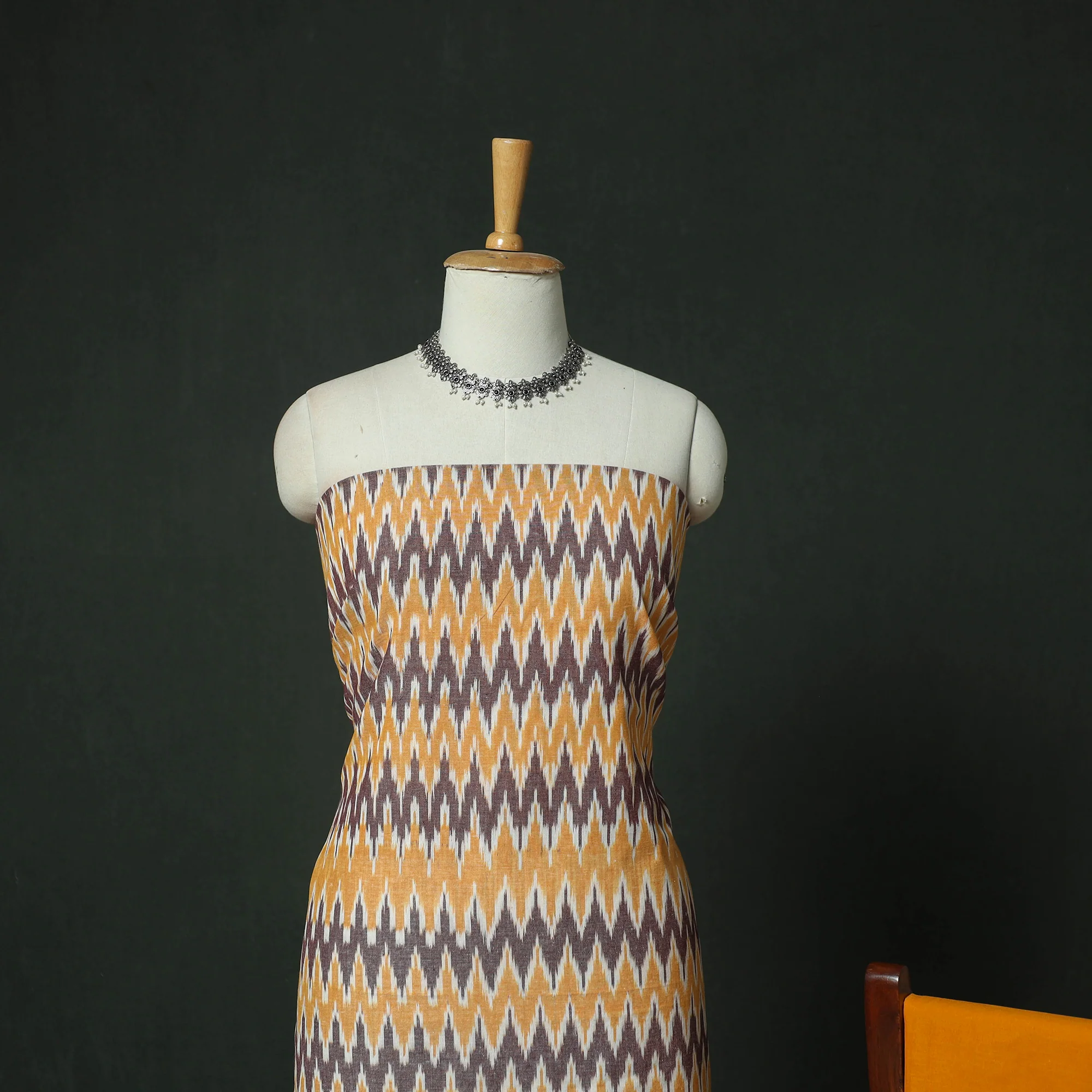 Pochampally Ikat Woven Cotton 3pc Unstitched Dress Material Suit Set 21 - Image 3