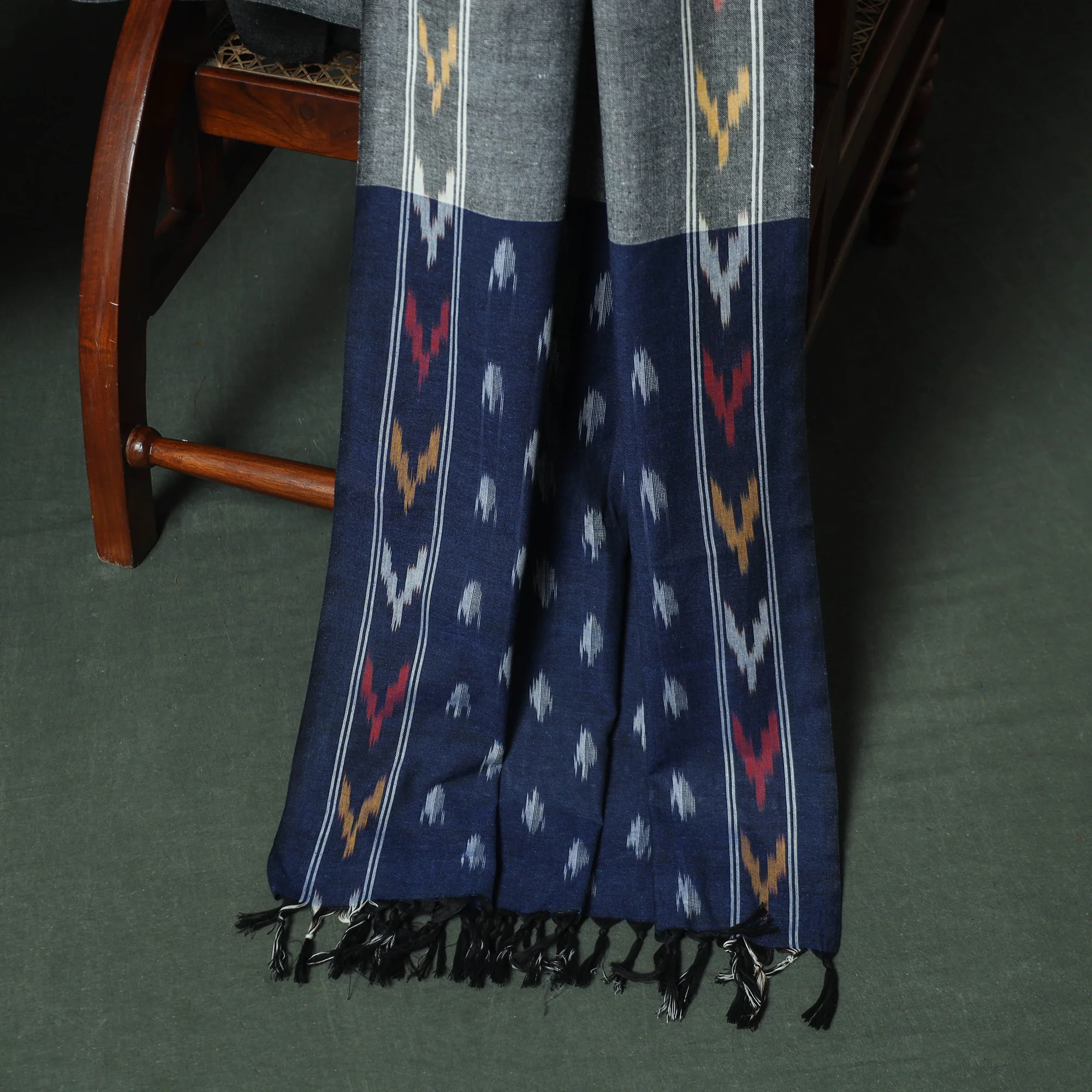 Pochampally Ikat Woven Cotton 3pc Unstitched Dress Material Suit Set 22 - Image 4