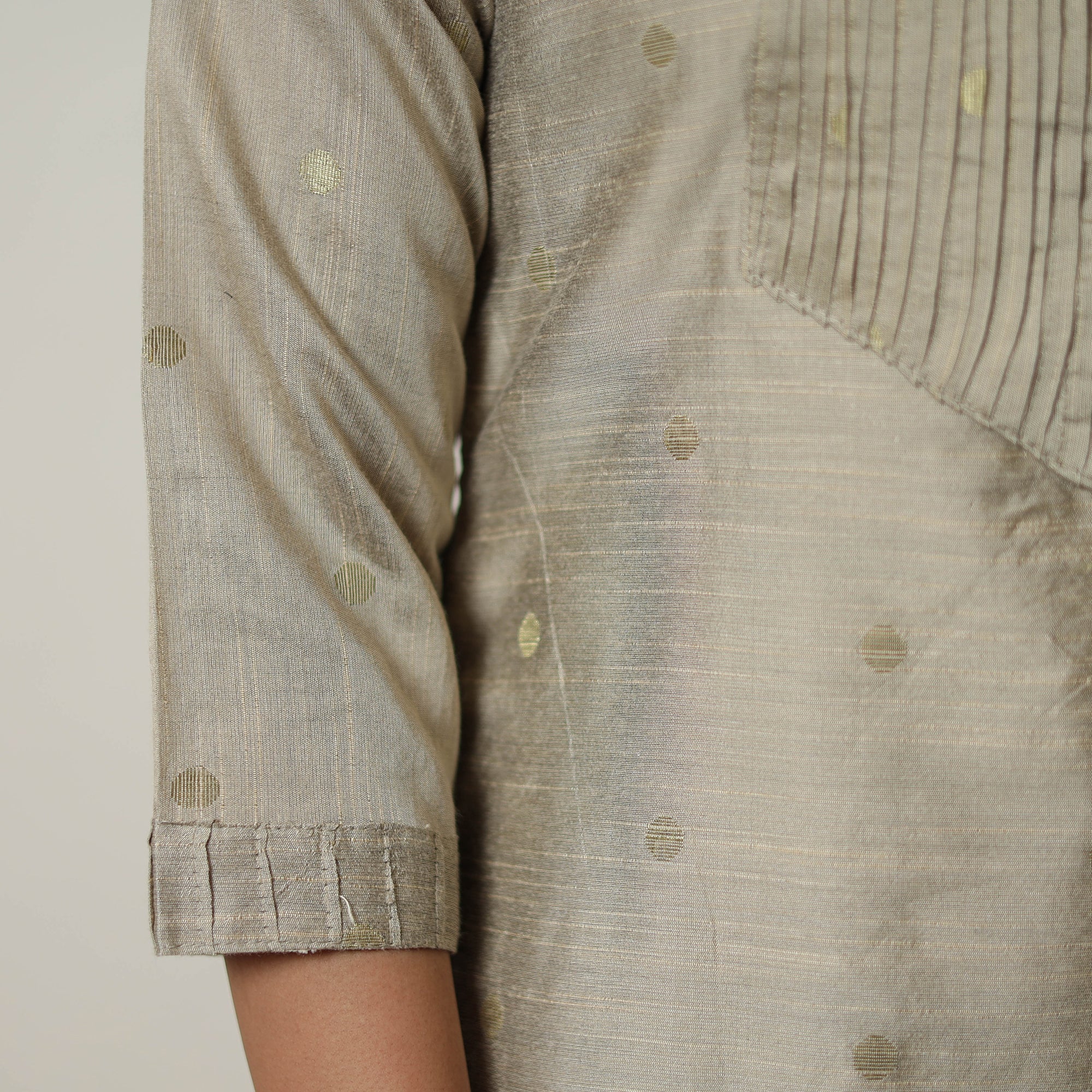 Brown - Polka Zari Butta Spun Dupion Silk Straight Plain Kurta 14 - Image 6