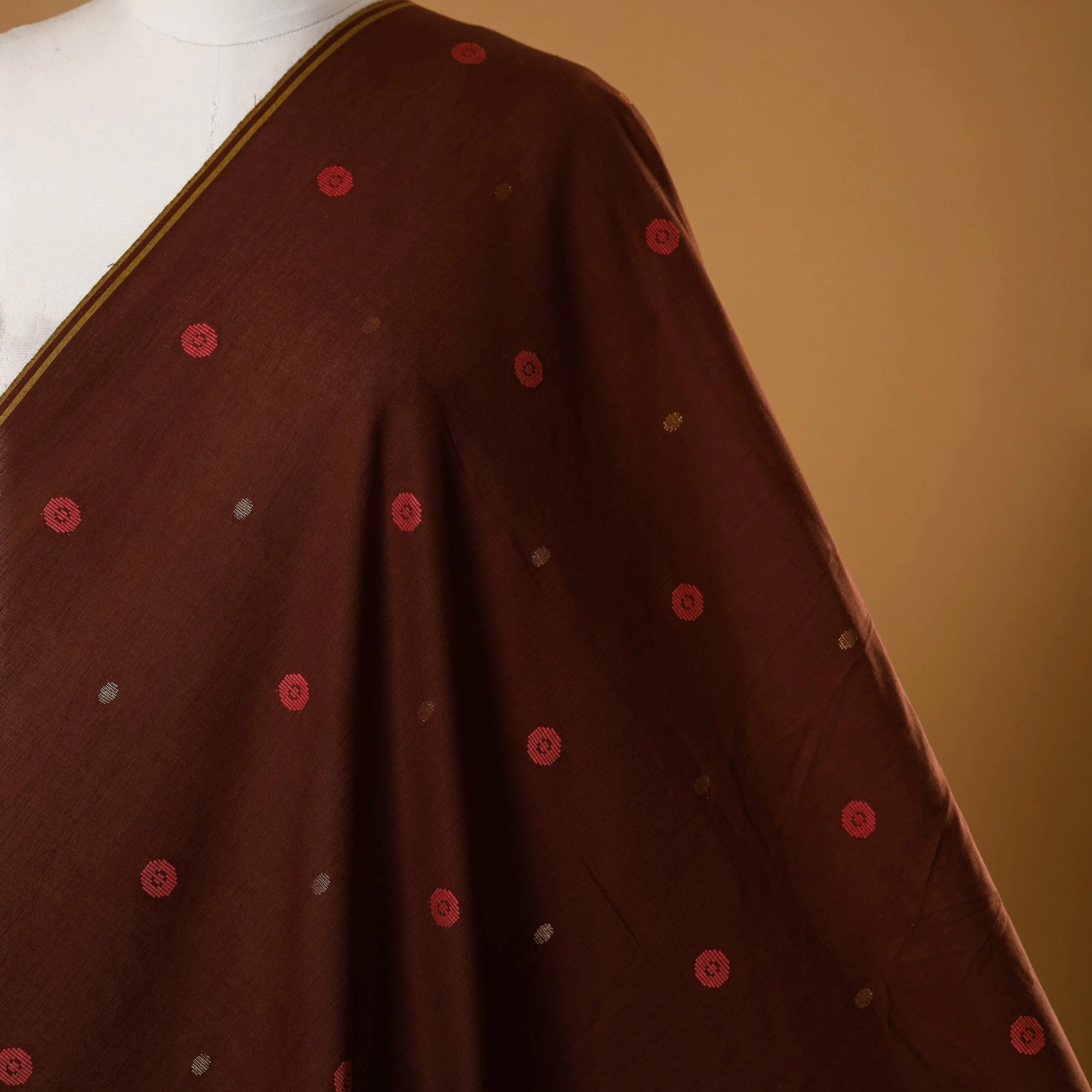 Maroon - Prewashed Cotton Jacquard Fabric 22 - Image 2