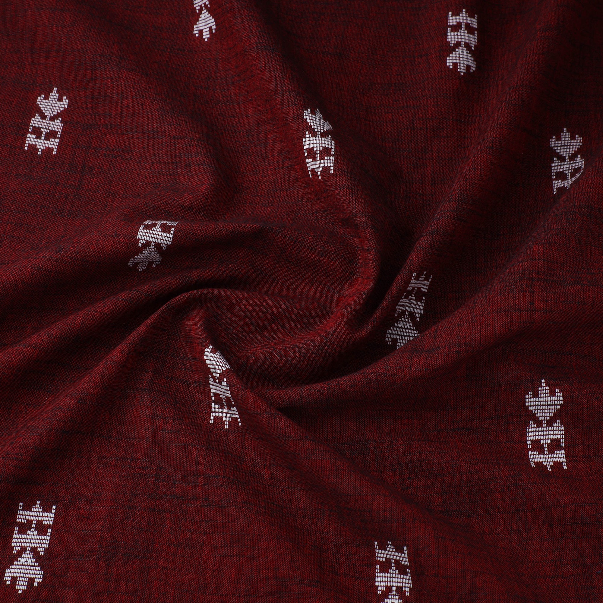 Maroon - Prewashed Cotton Jacquard Fabric 40 - Image 3