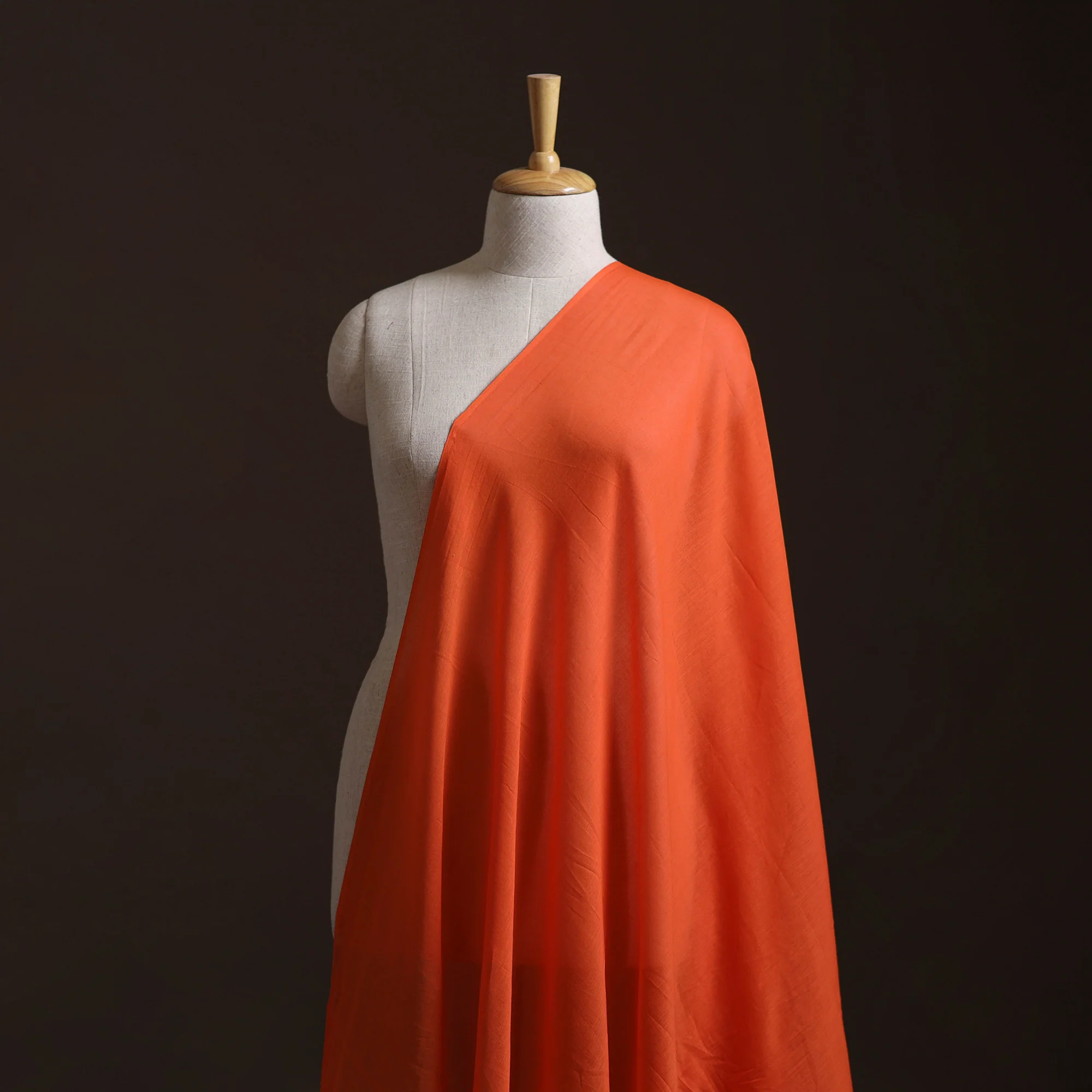 Orange - Prewashed Pure Mul Cotton Plain Fabric 37