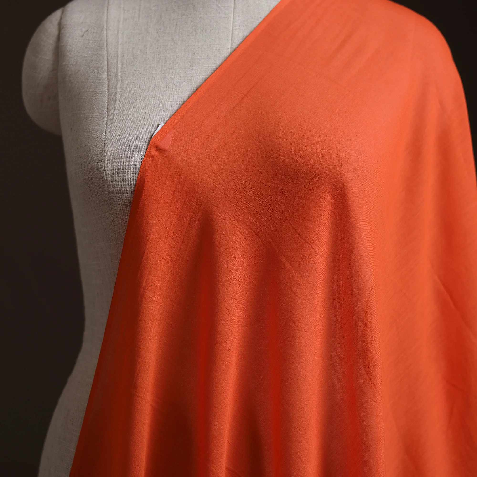 Orange - Prewashed Pure Mul Cotton Plain Fabric 37 - Image 2