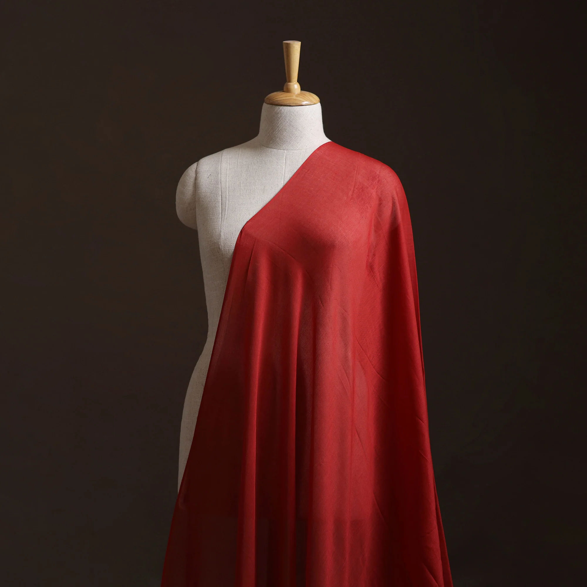 Red - Prewashed Pure Mul Cotton Plain Fabric 38