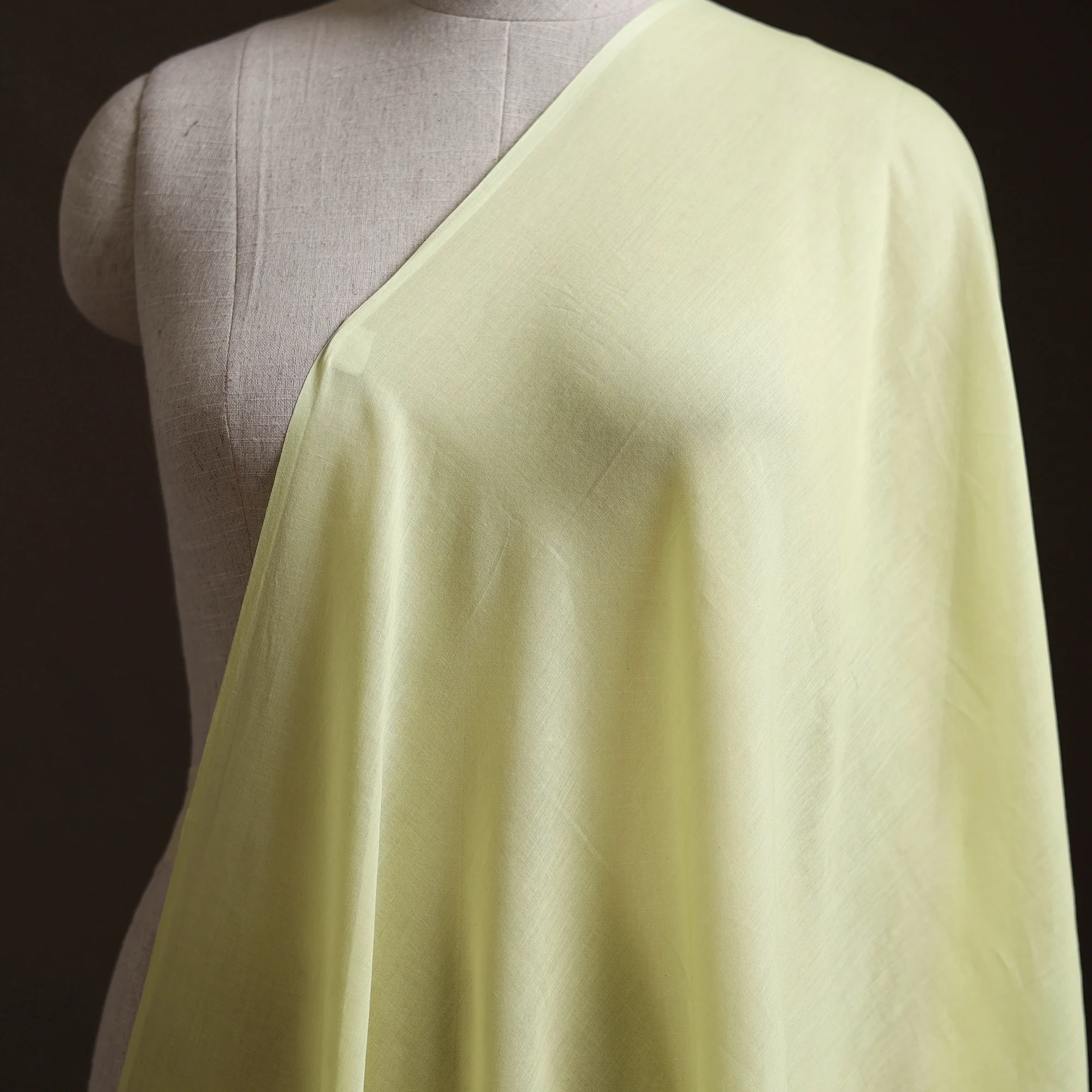 Yellow - Prewashed Pure Mul Cotton Plain Fabric 39 - Image 2