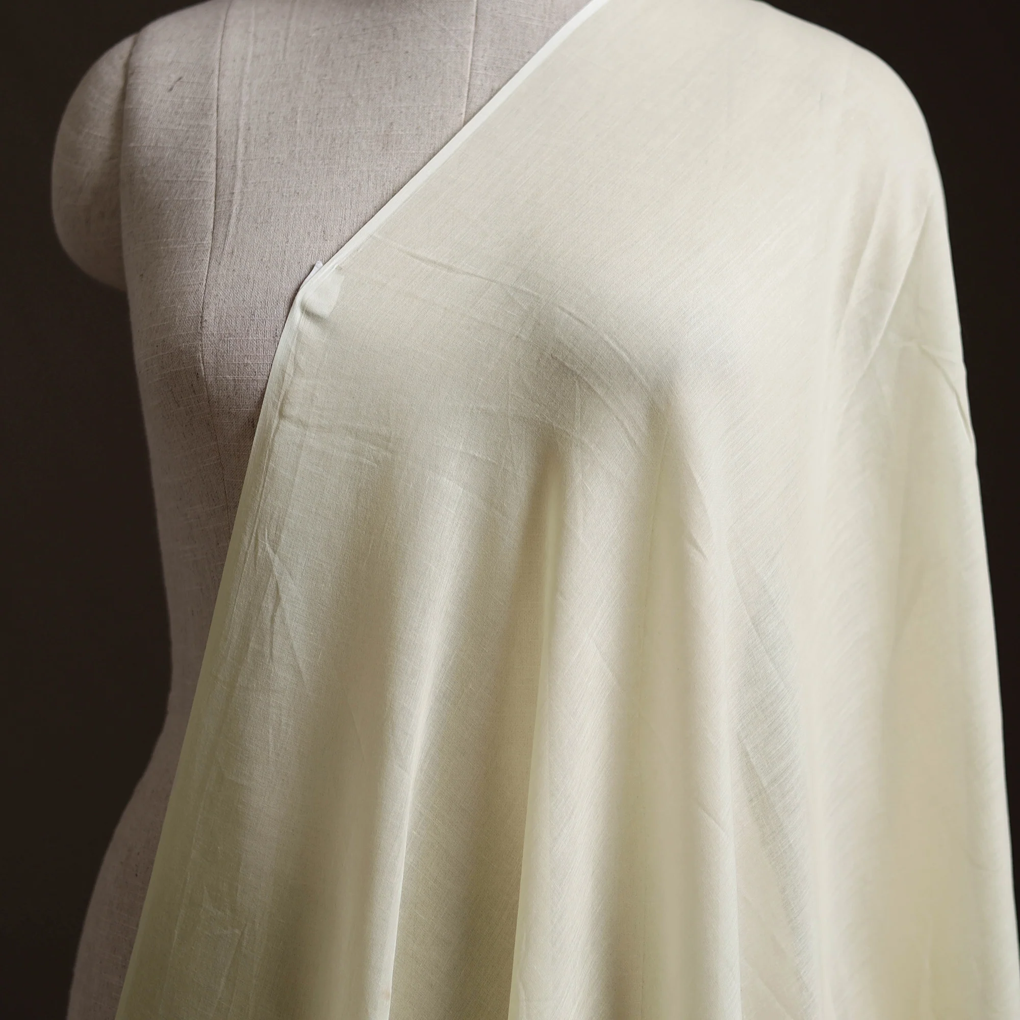 White - Prewashed Pure Mul Cotton Plain Fabric 40 - Image 2