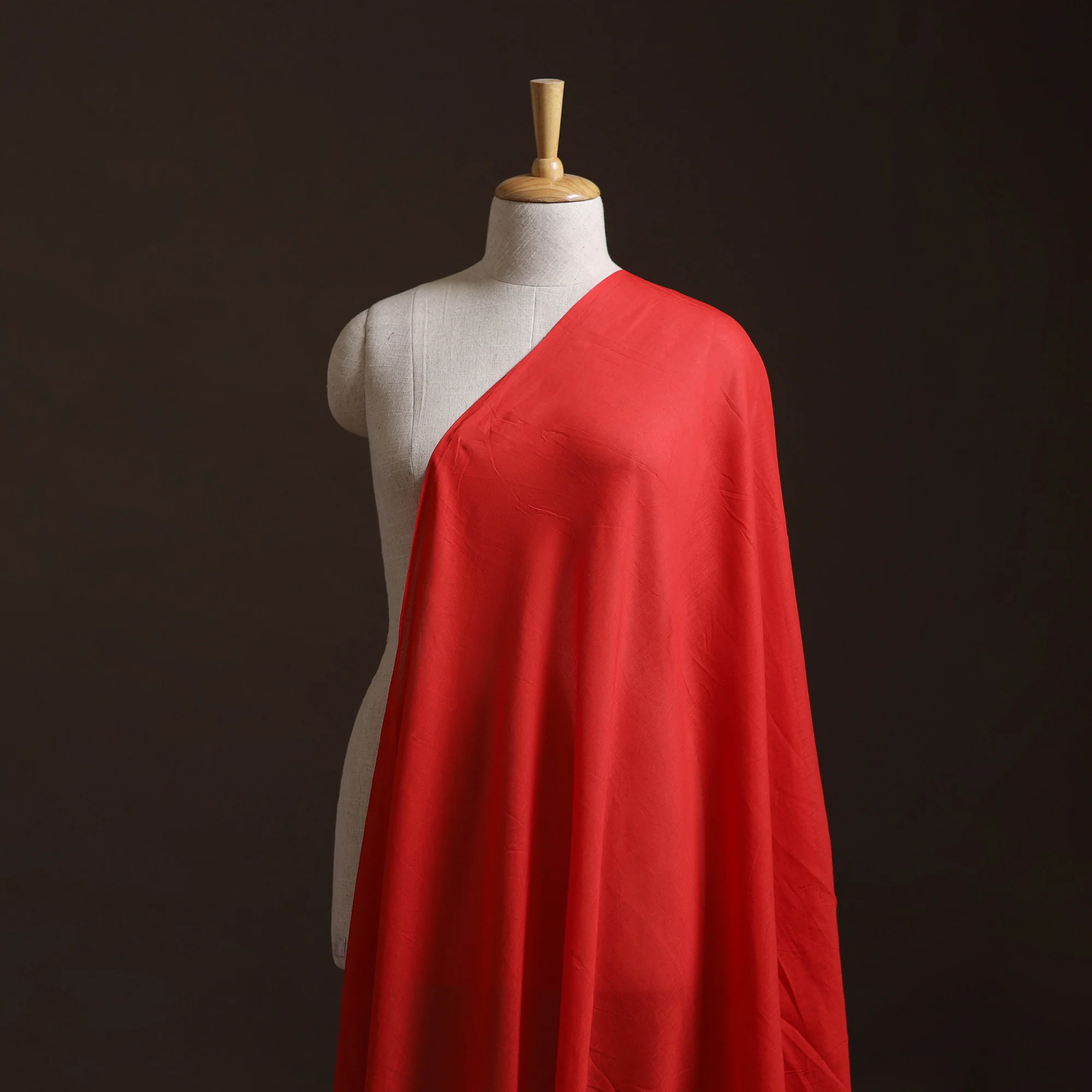 Red - Prewashed Pure Mul Cotton Plain Fabric 41