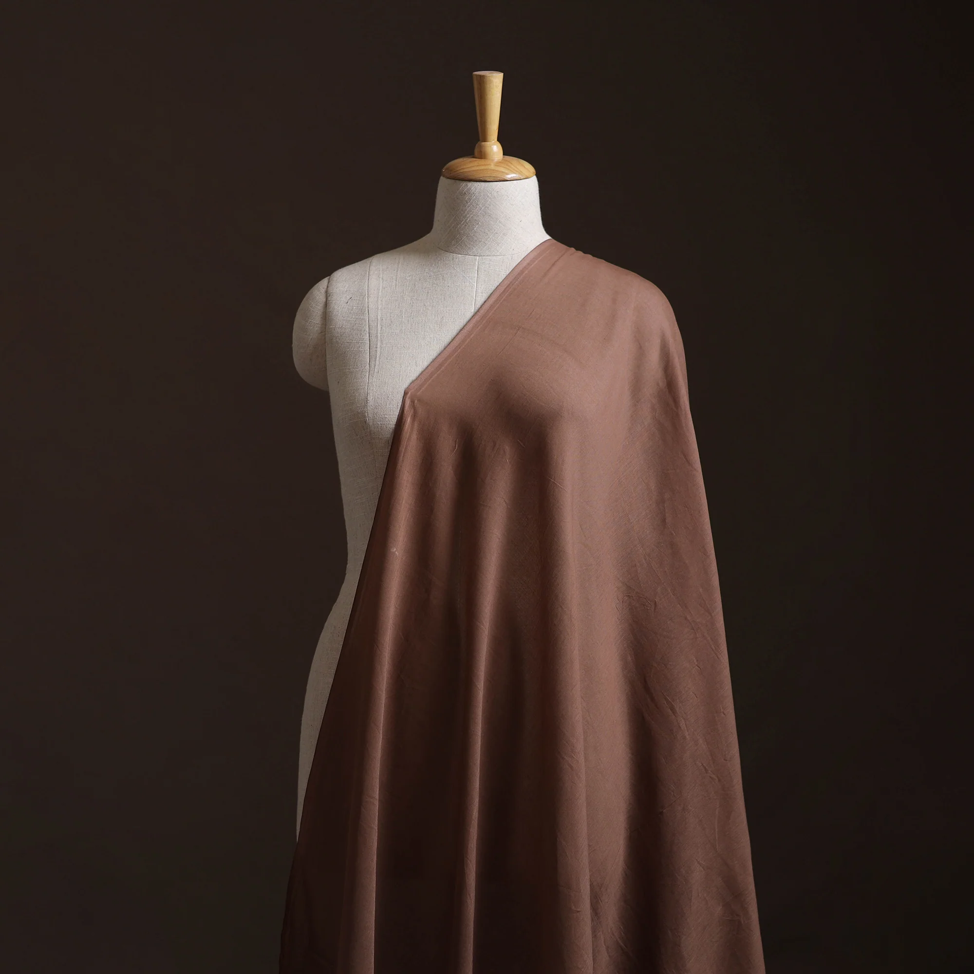 Brown - Prewashed Pure Mul Cotton Plain Fabric 42