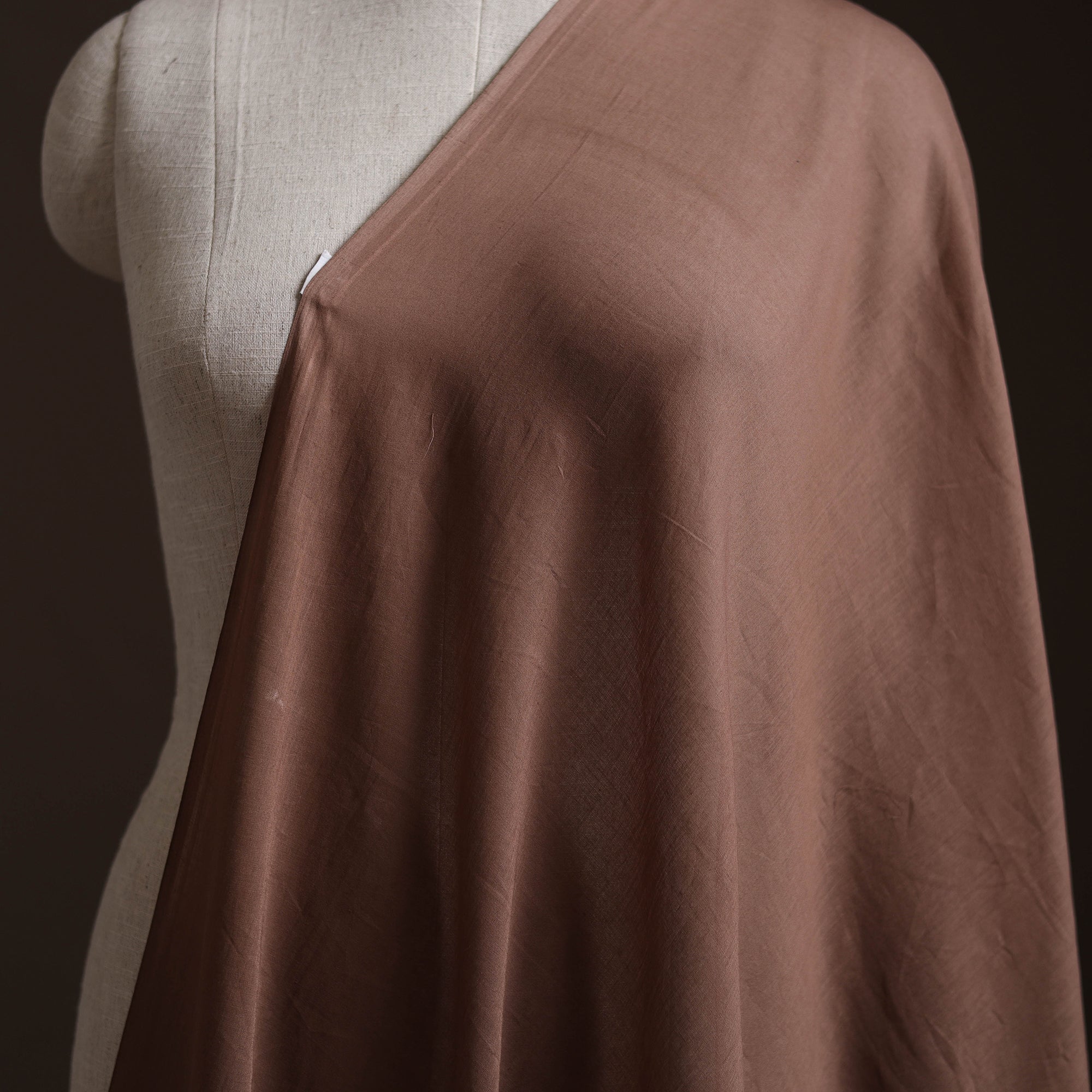 Brown - Prewashed Pure Mul Cotton Plain Fabric 42 - Image 2