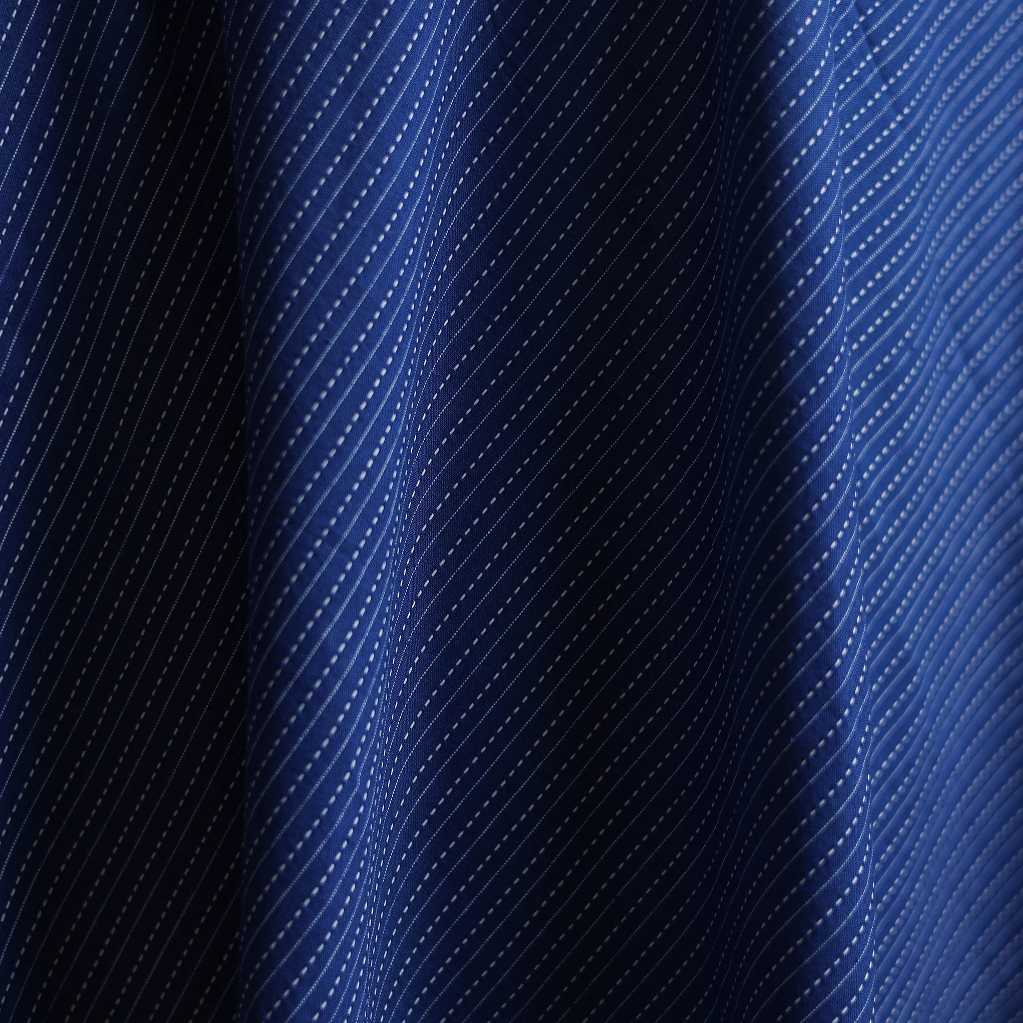 Blue - Prewashed Running Stitch Cotton Plain Fabric 19 - Image 3
