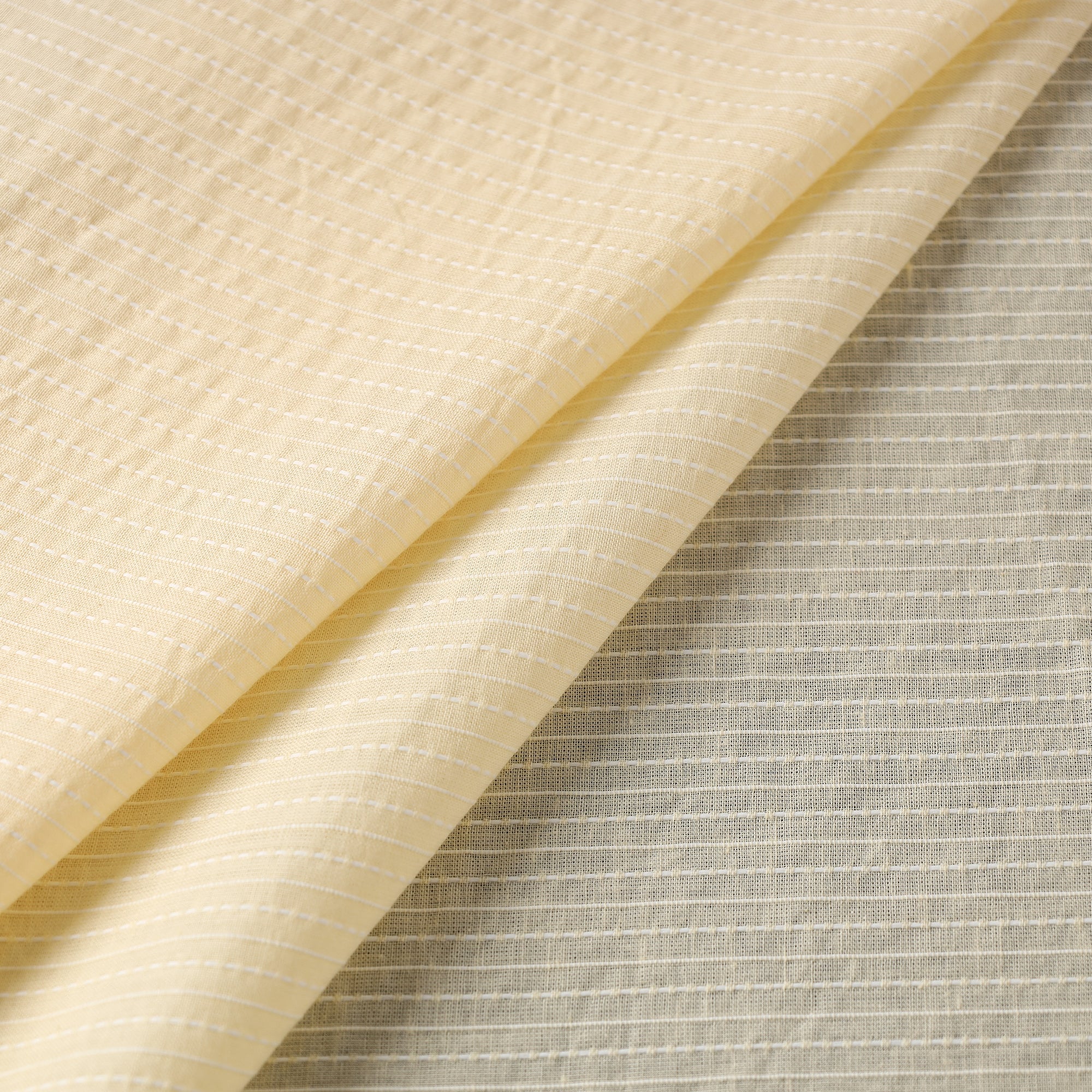 Beige - Prewashed Running Stitch Cotton Plain Fabric 02 - Image 2