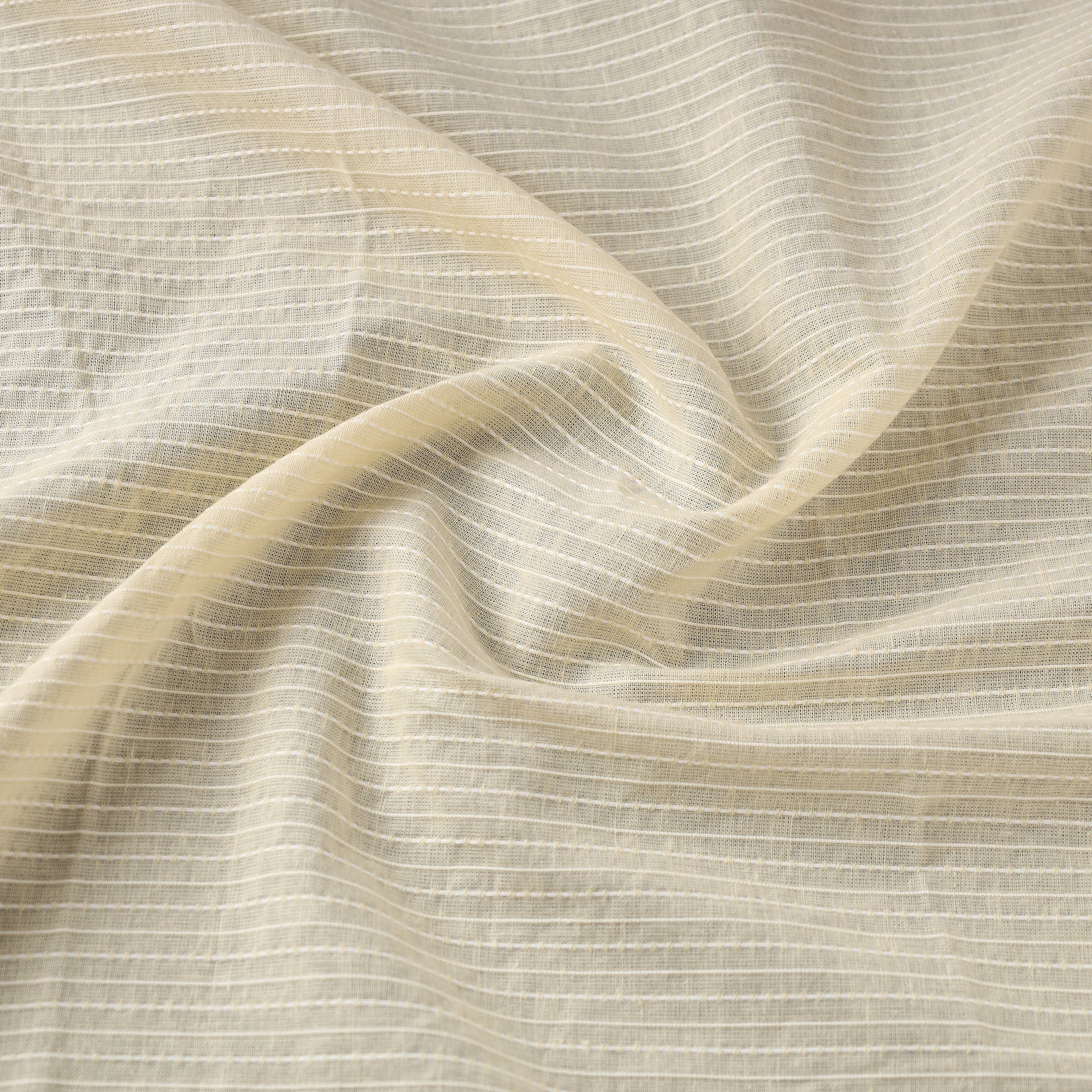 Beige - Prewashed Running Stitch Cotton Plain Fabric 02 - Image 3