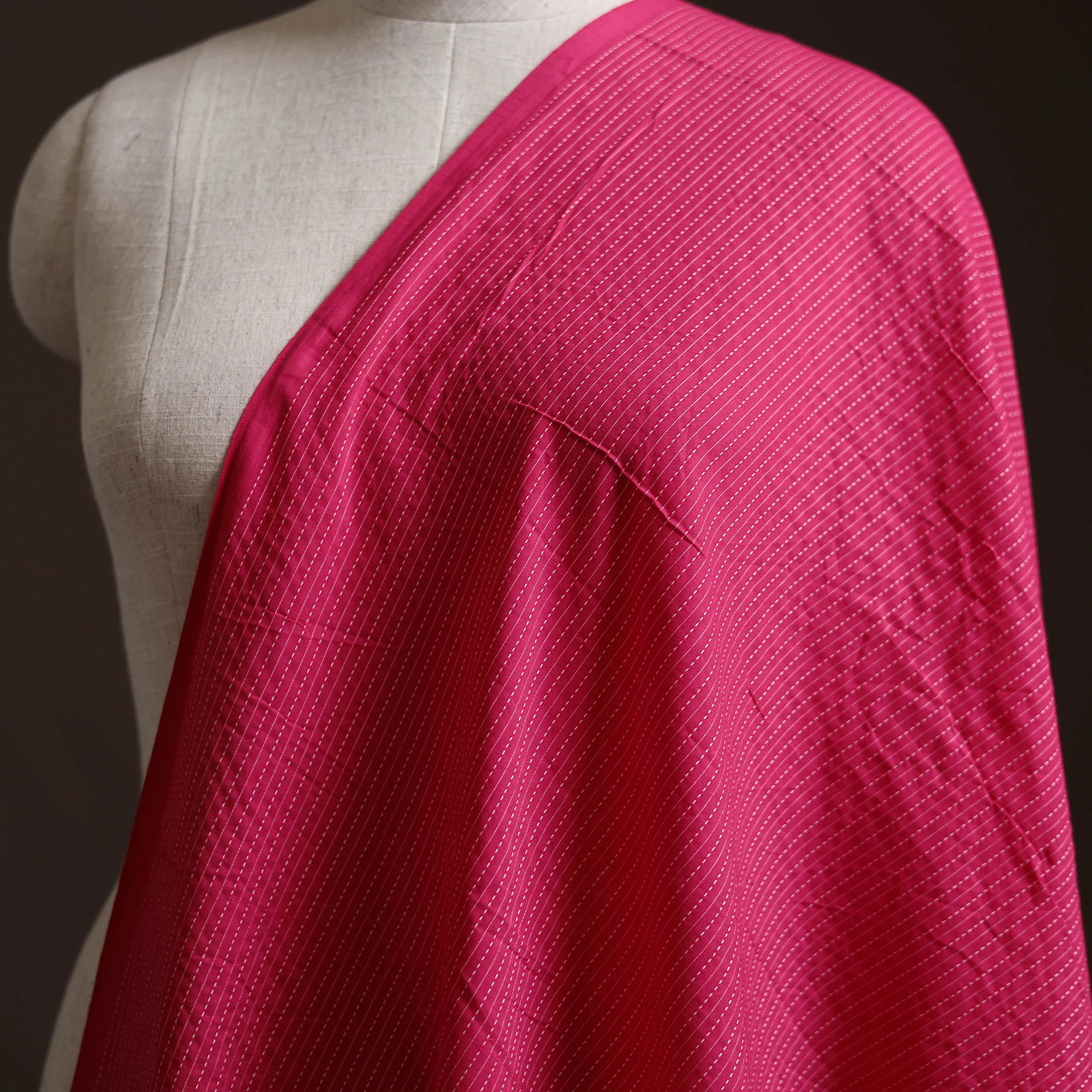 Pink - Prewashed Running Stitch Cotton Plain Fabric 24 - Image 2