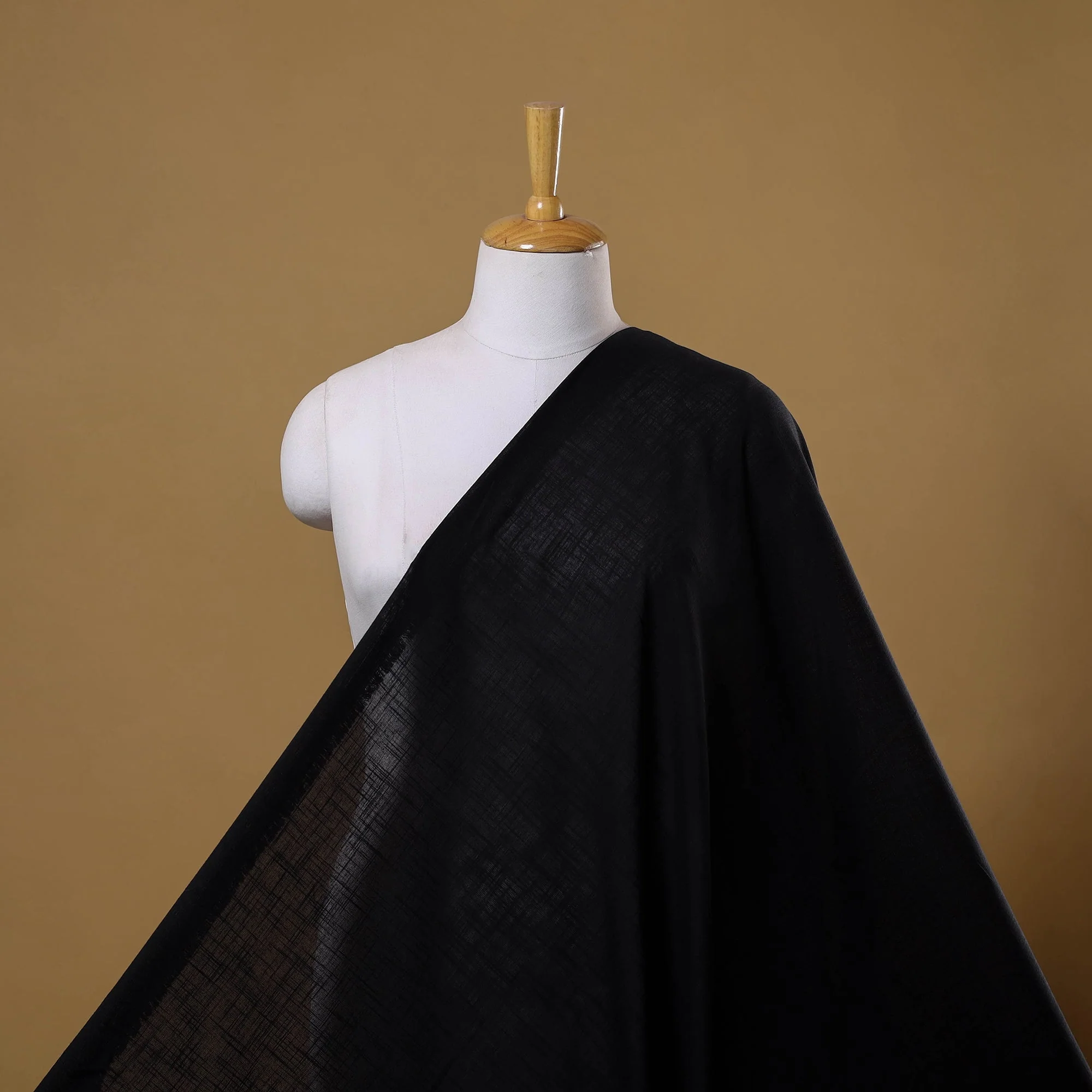 Black - Prewashed Slub Cotton Plain Fabric 07