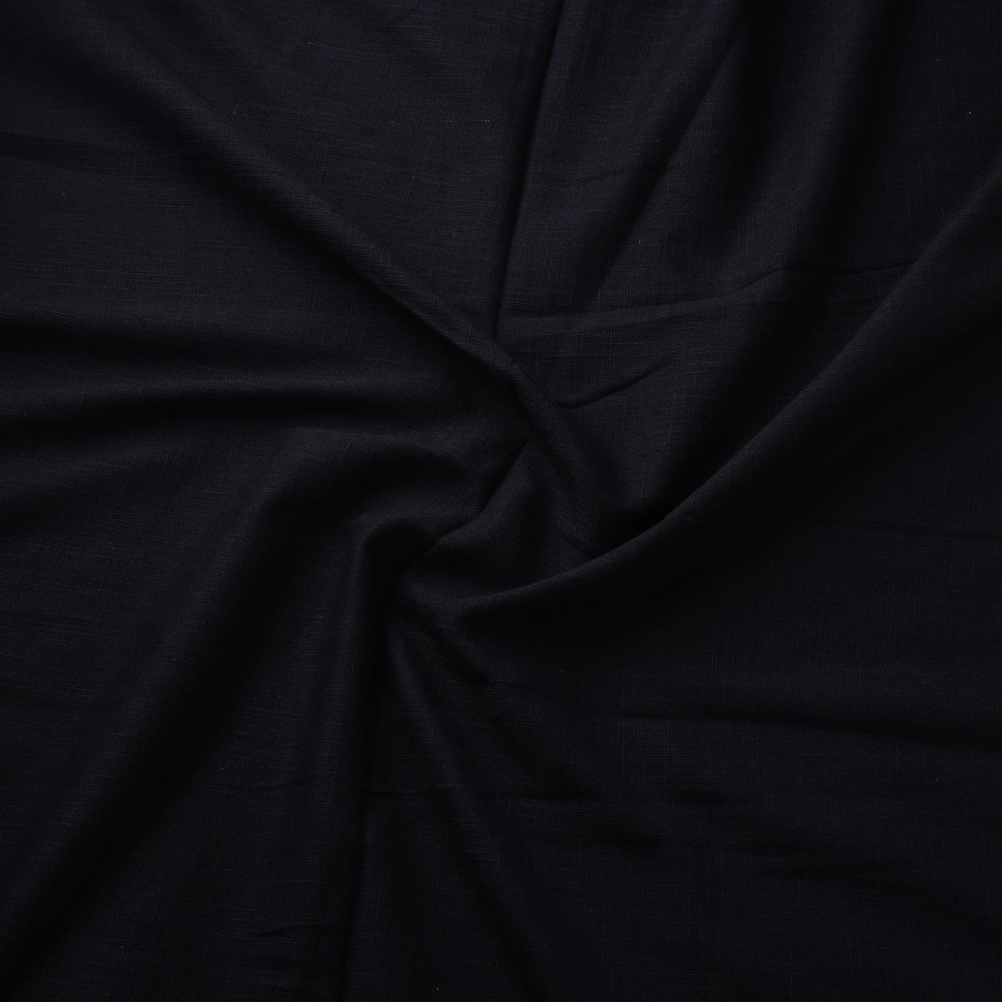 Black - Prewashed Slub Cotton Plain Fabric 07 - Image 3