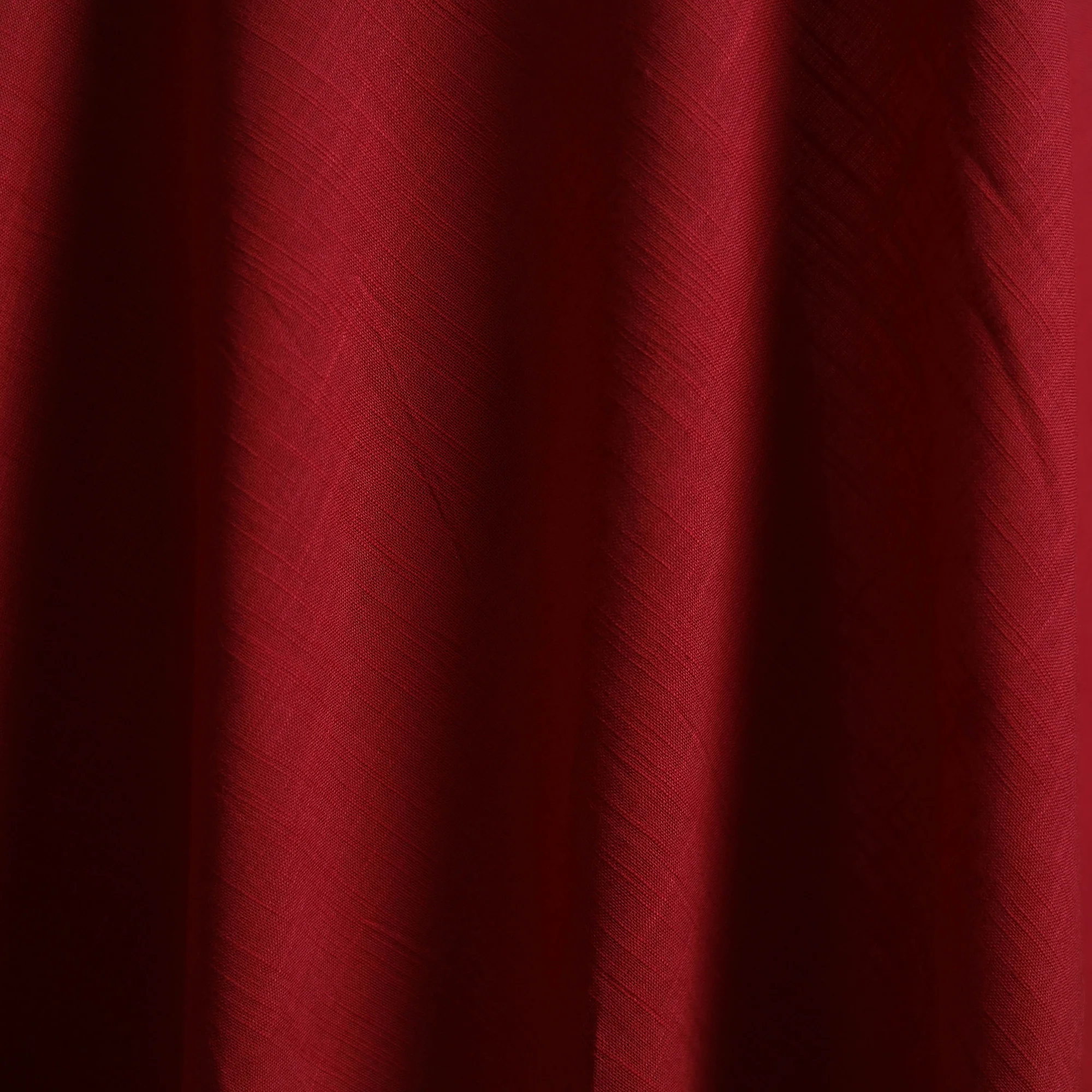 Red - Prewashed Slub Cotton Plain Fabric 43 - Image 3