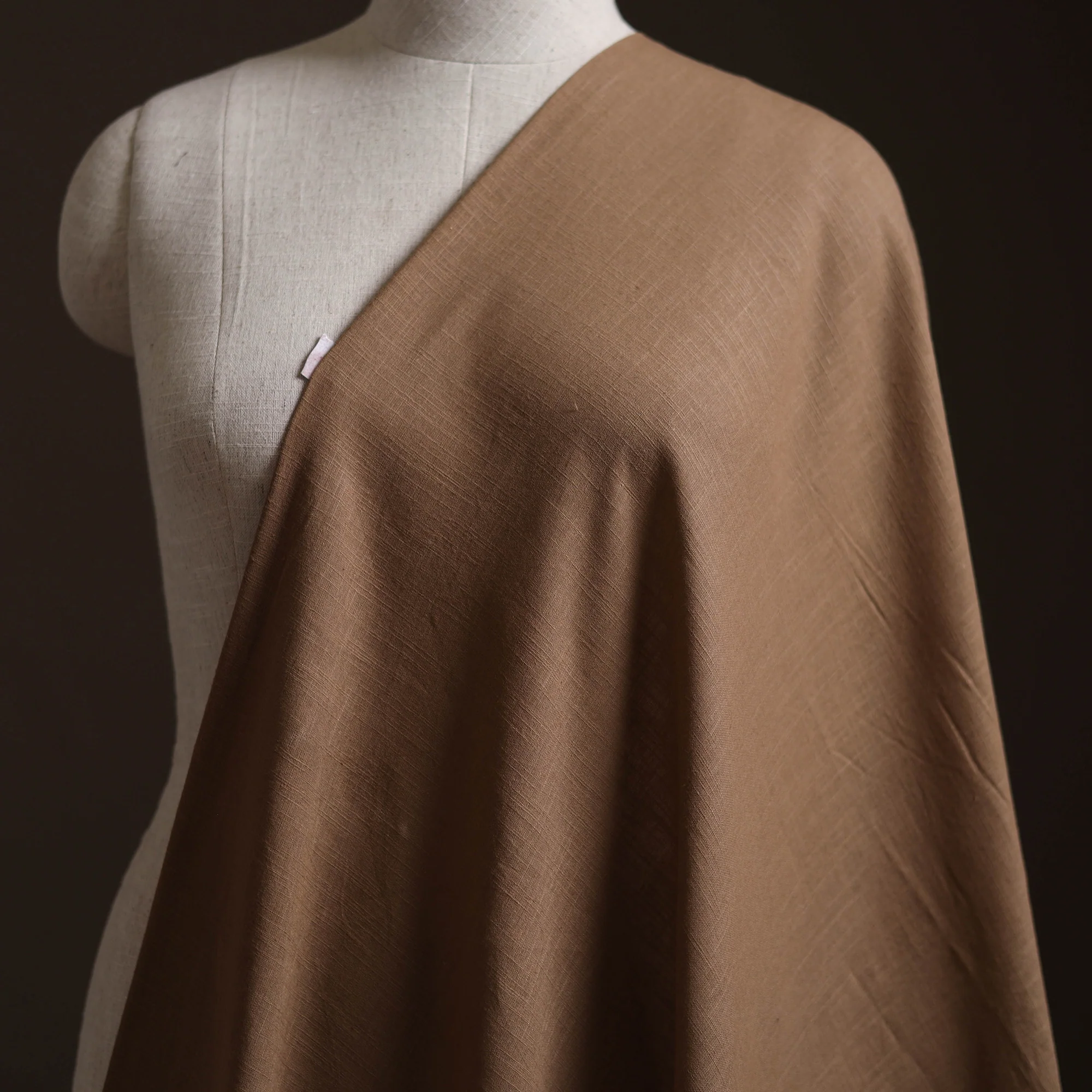 Brown - Prewashed Slub Cotton Plain Fabric 45 - Image 2