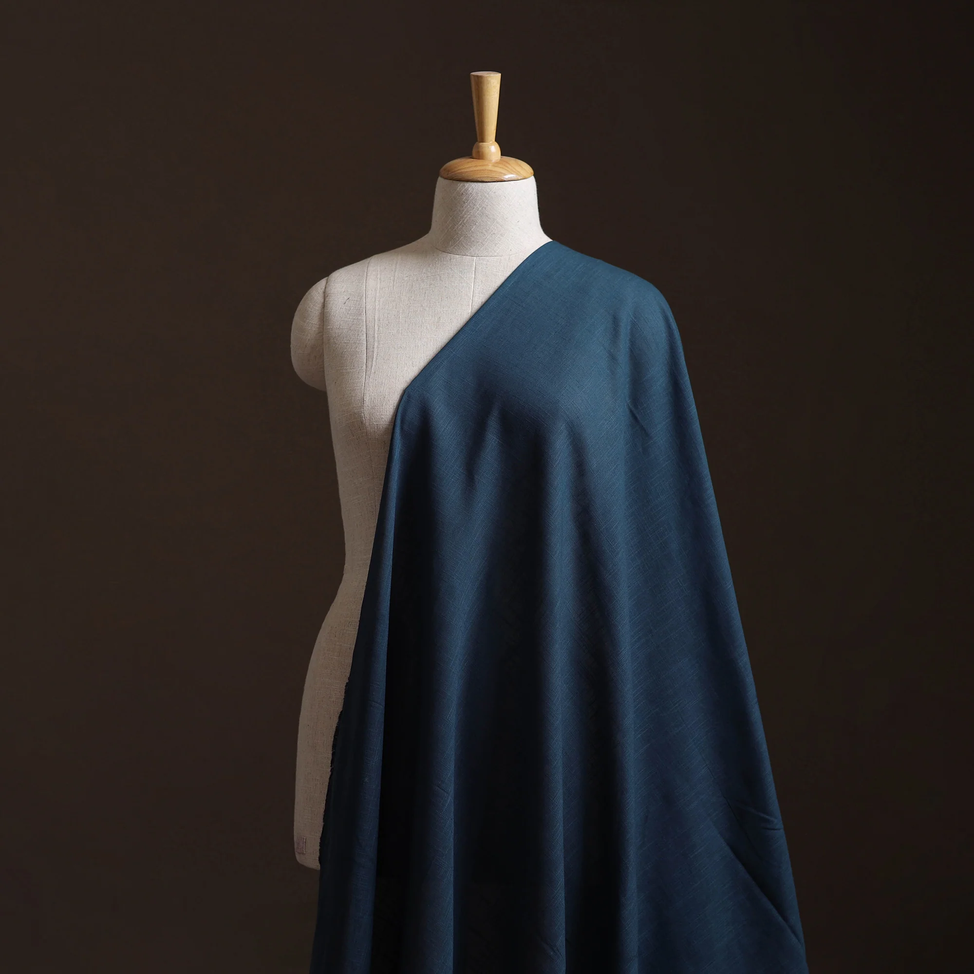 Blue - Prewashed Slub Cotton Plain Fabric 47