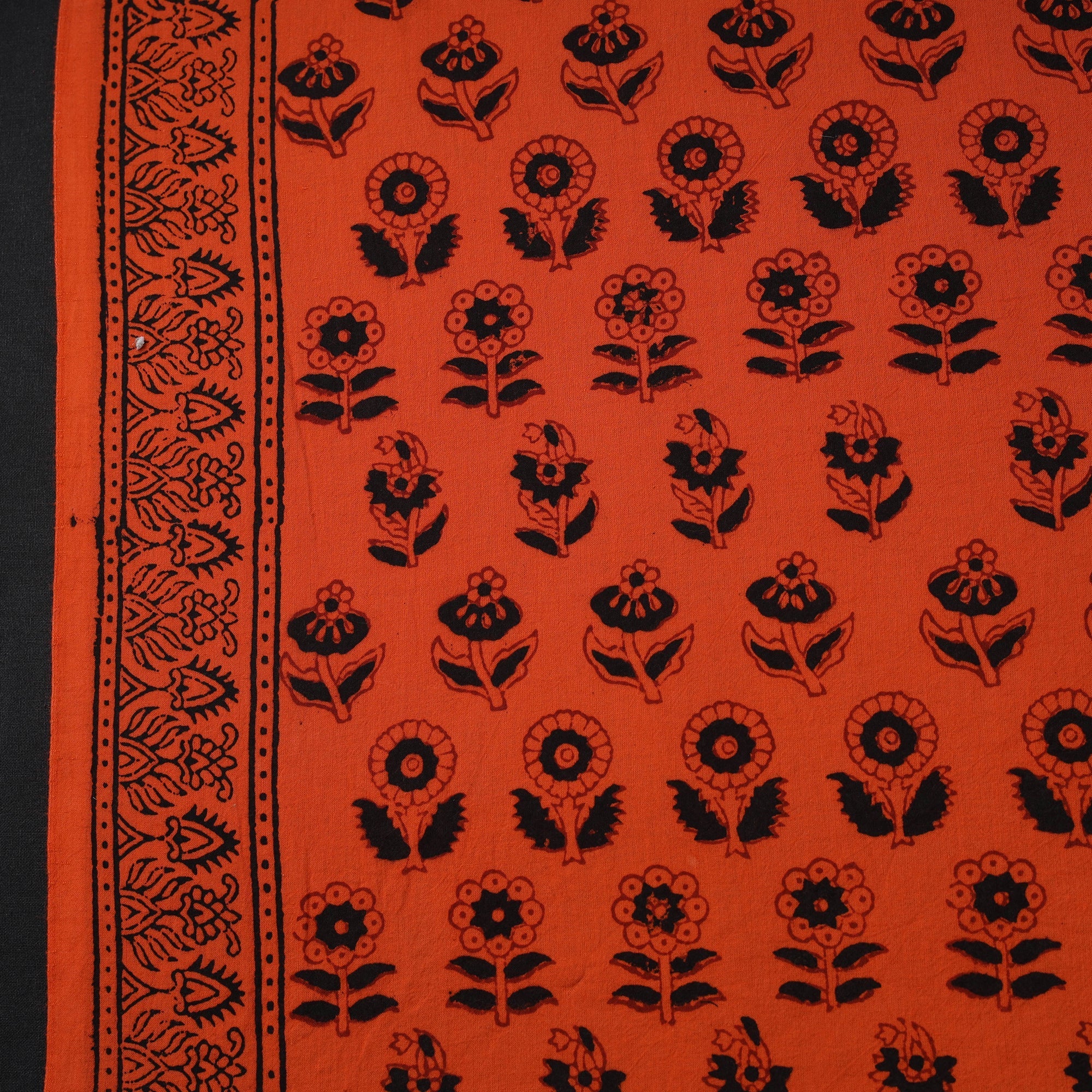 Orange - Pure Cotton Hand Block Bagh Print Fabric 05 - Image 4