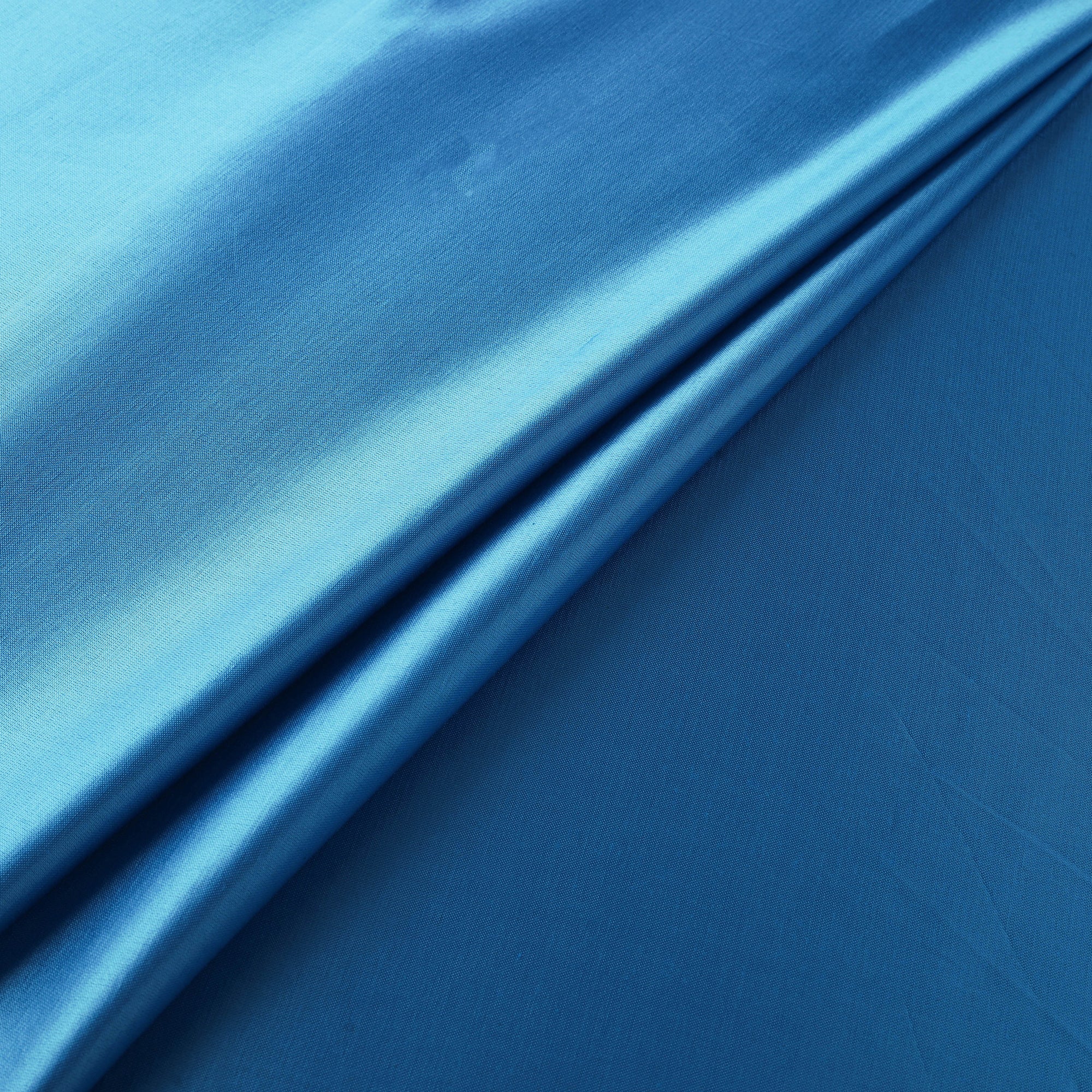 Blue - Pure Mashru Silk Plain Fabric (Width - 46 in) 09 - Image 2