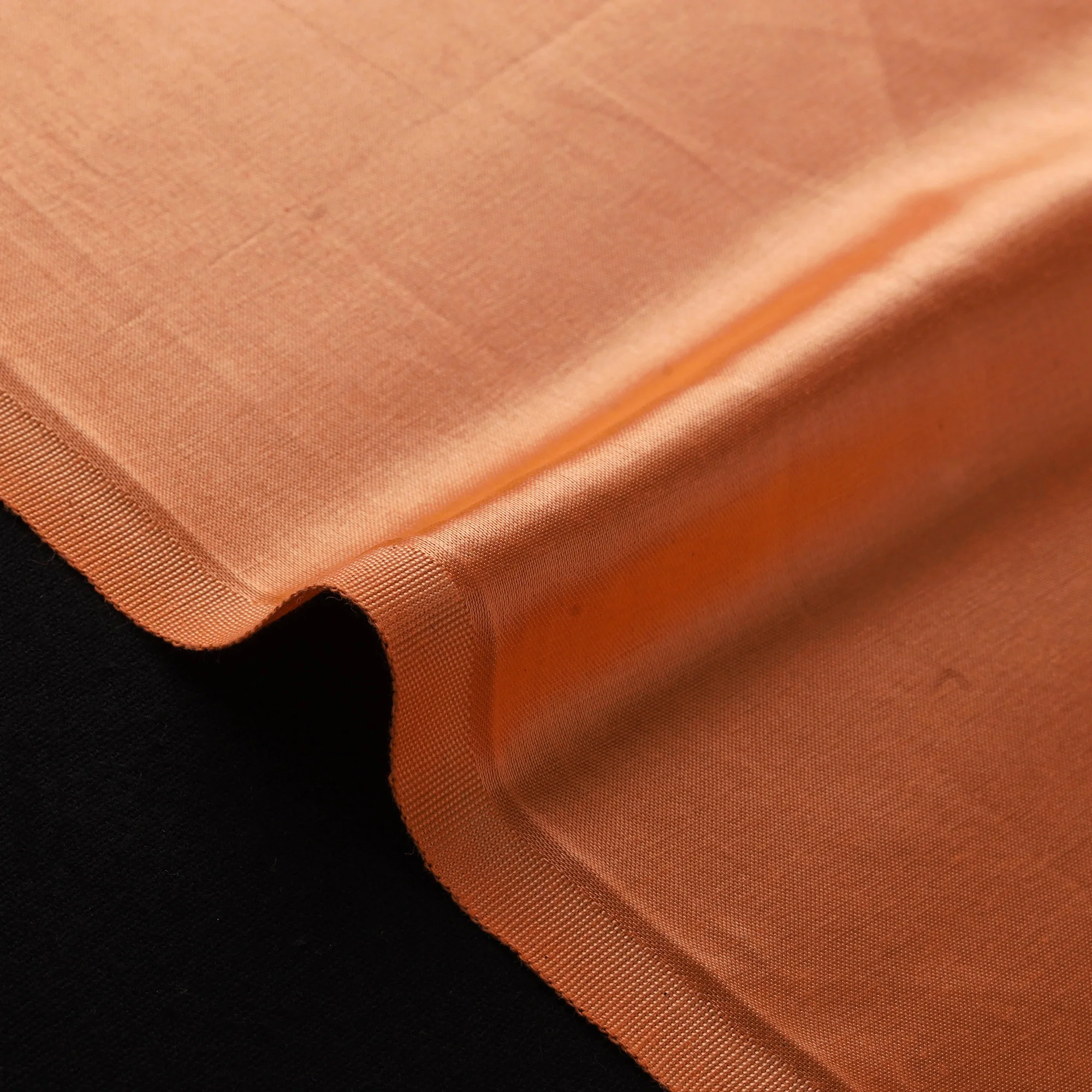 Orange - Pure Mashru Silk Plain Fabric (Width - 46 in) 12 - Image 4