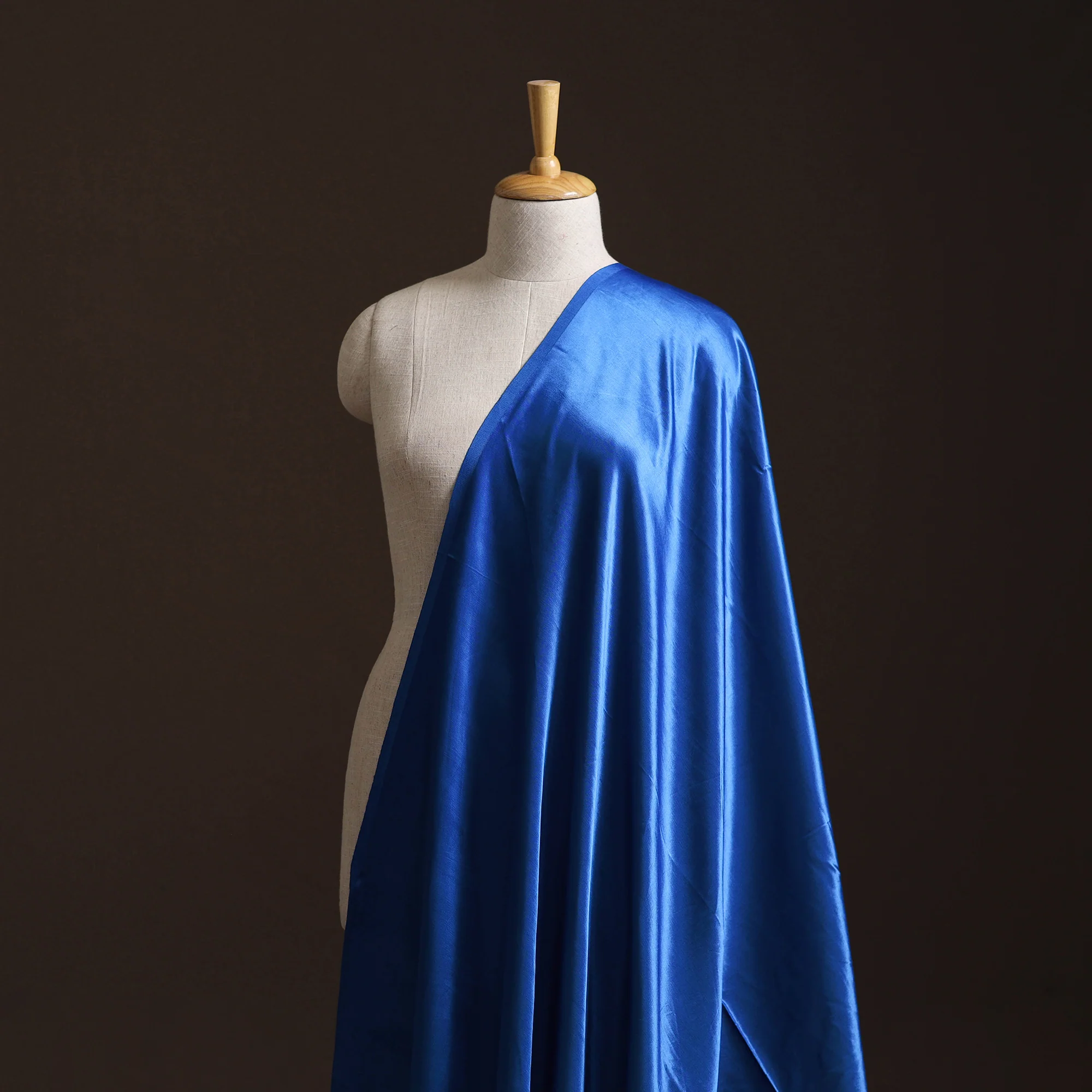 Blue - Pure Mashru Silk Plain Fabric (Width - 46 in) 18