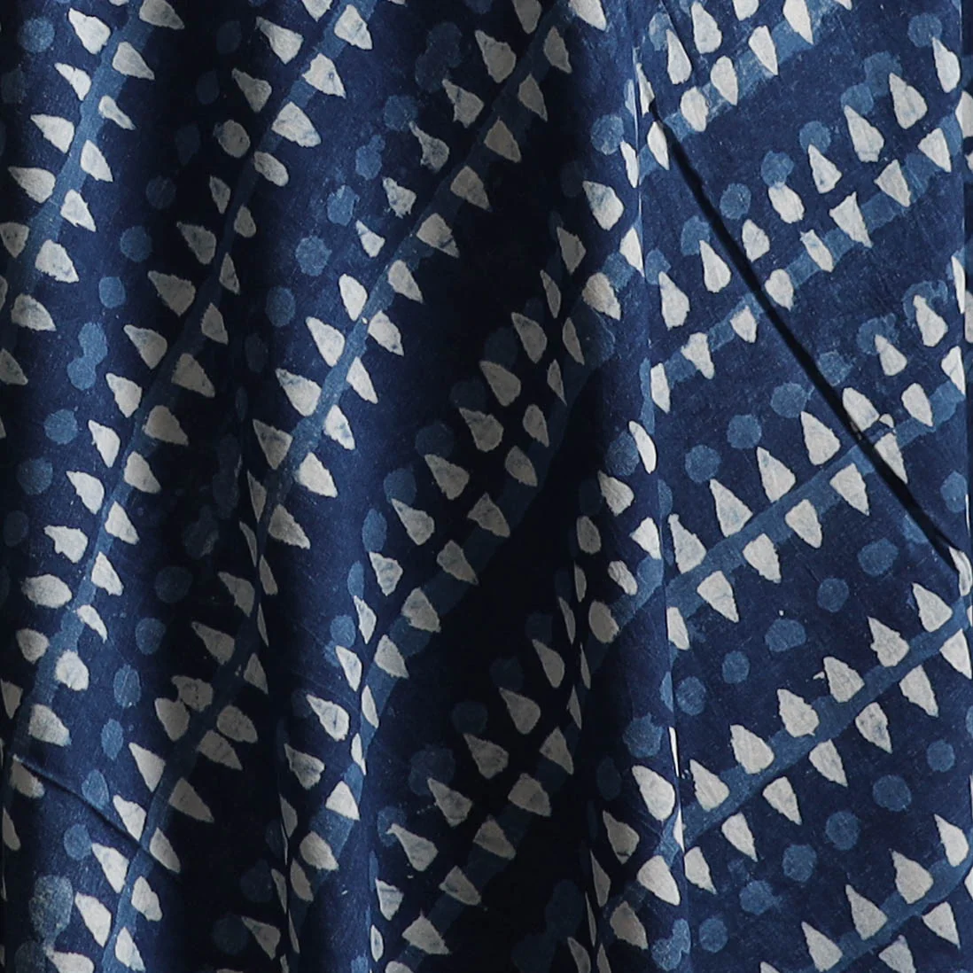 Blue - Pure Mul Cotton Bagru Indigo Hand Block Print Natural Dyed Fabric 04 - Image 3