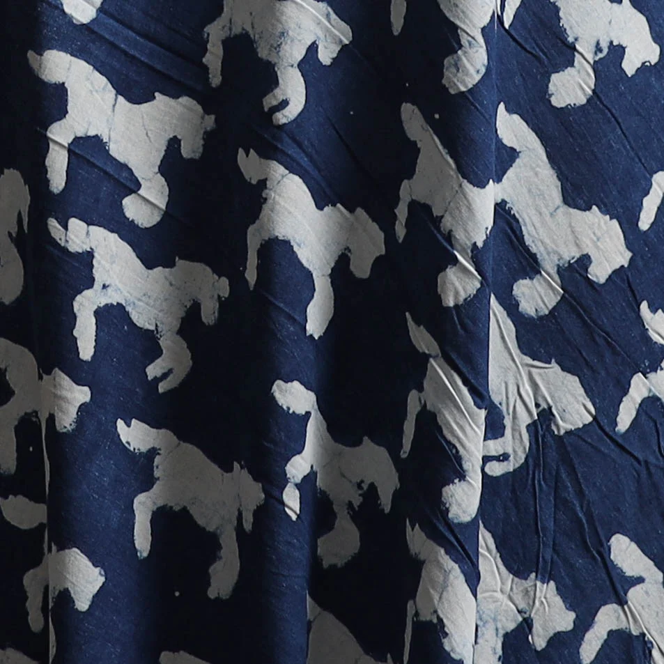Blue - Pure Mul Cotton Bagru Indigo Hand Block Print Natural Dyed Fabric 11 - Image 3
