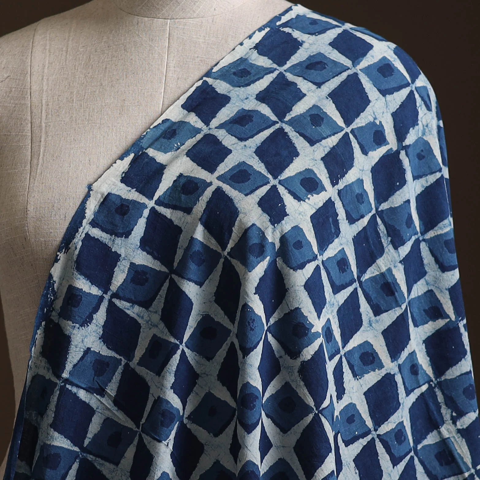 Blue - Pure Mul Cotton Bagru Indigo Hand Block Print Natural Dyed Fabric 13 - Image 2