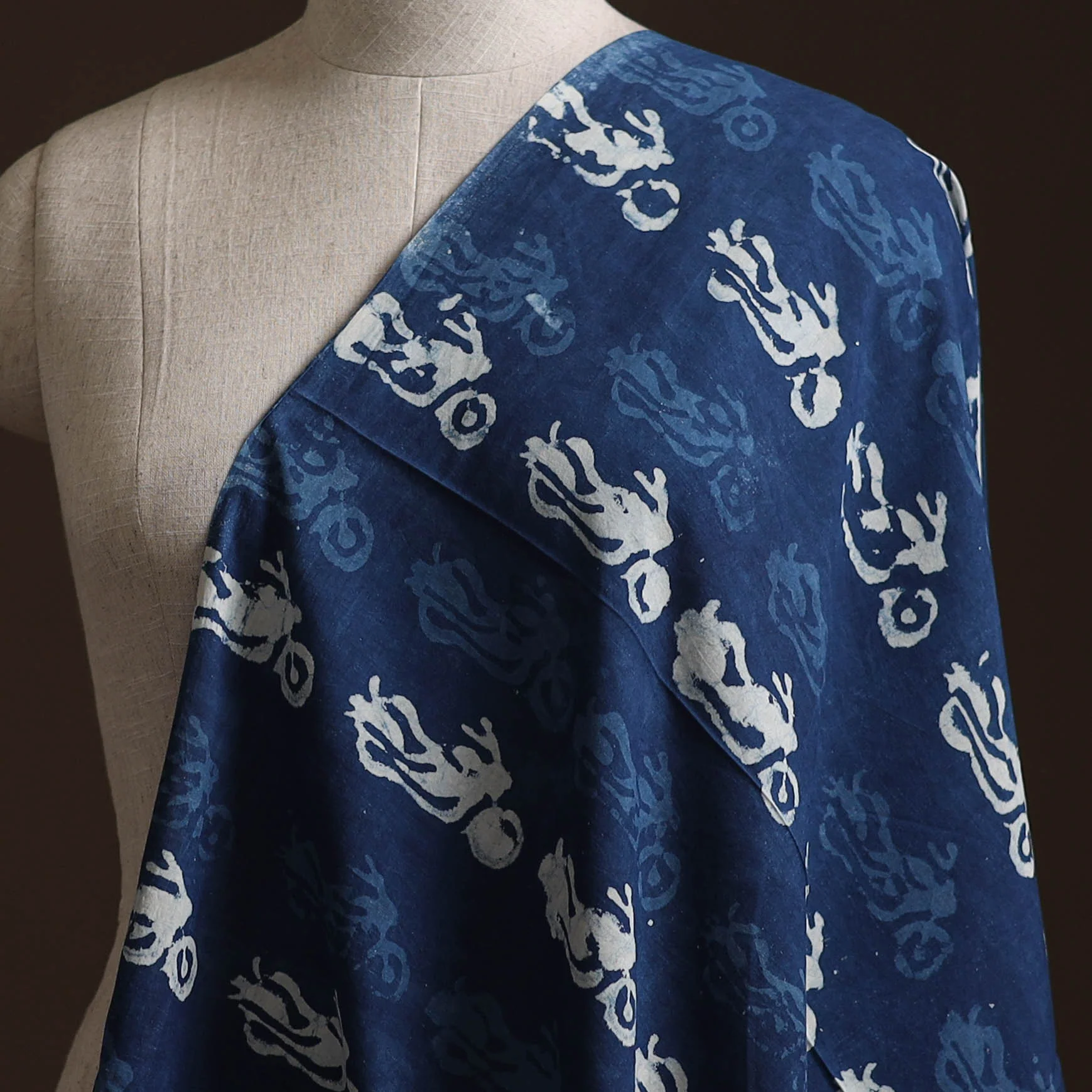 Blue - Pure Mul Cotton Bagru Indigo Hand Block Print Natural Dyed Fabric 14 - Image 2