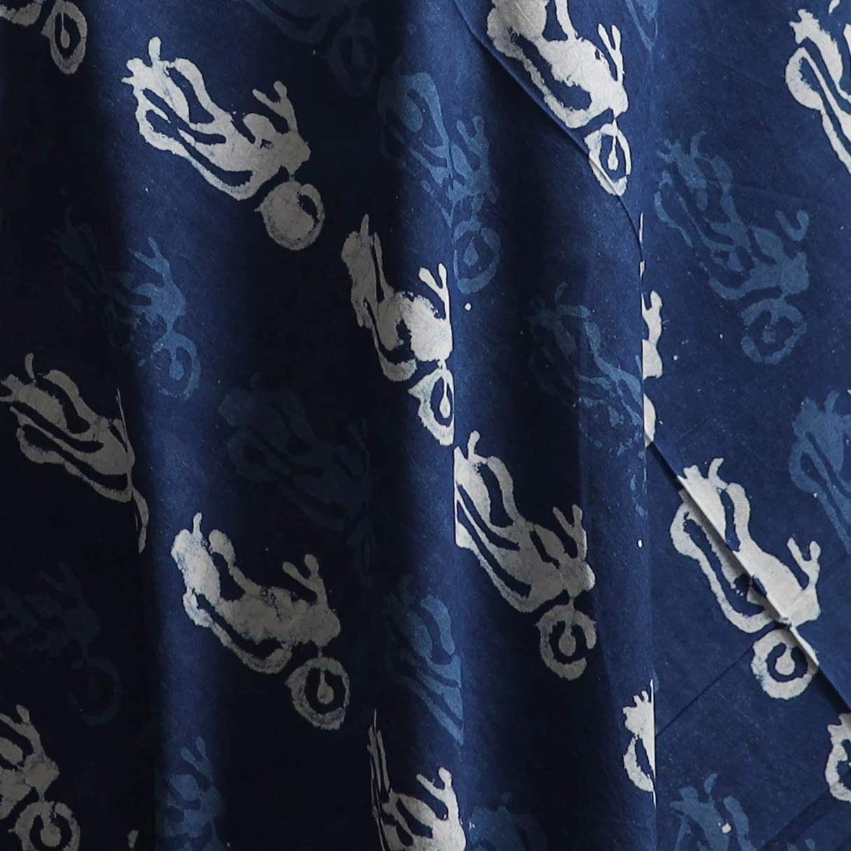 Blue - Pure Mul Cotton Bagru Indigo Hand Block Print Natural Dyed Fabric 14 - Image 3