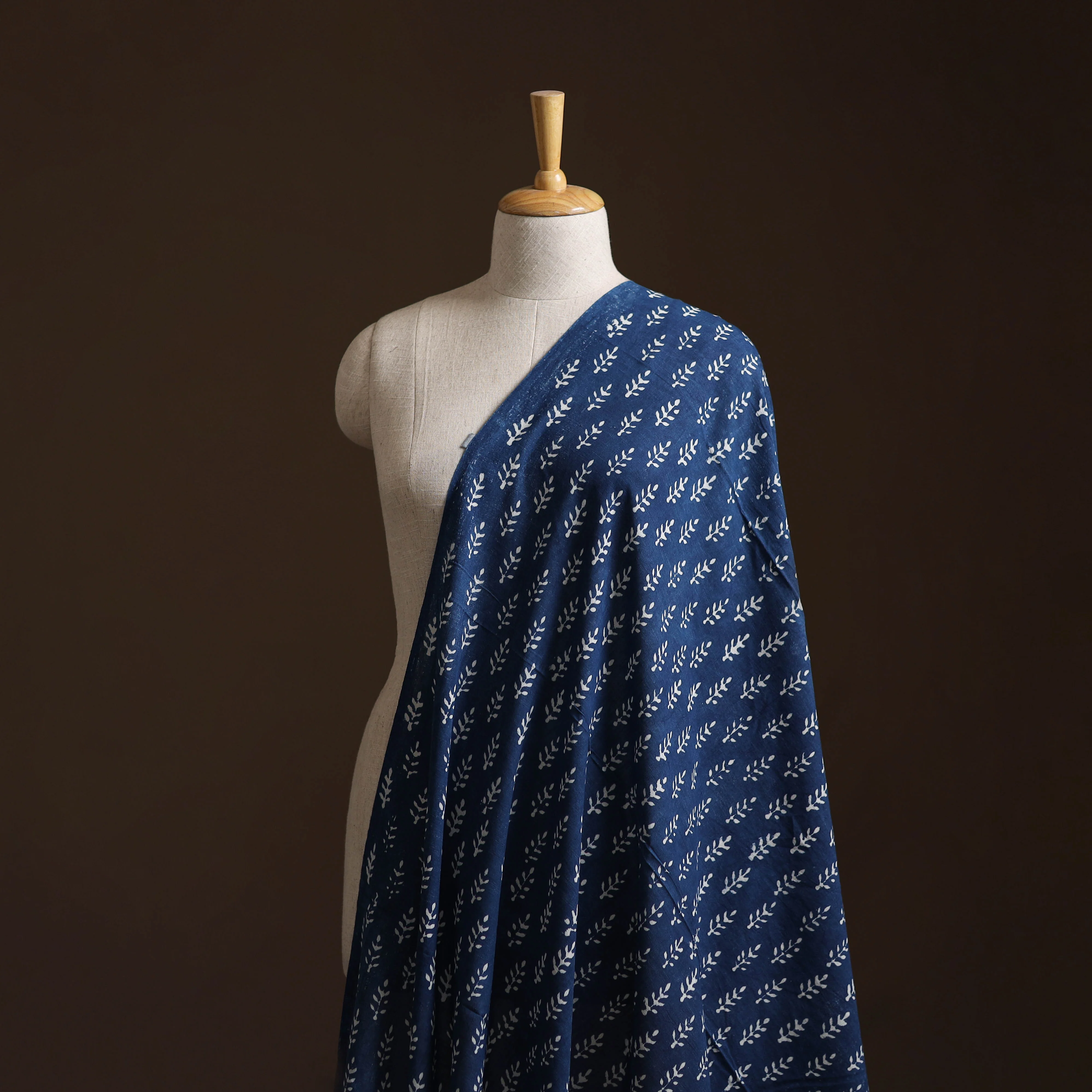 Blue - Pure Mul Cotton Bagru Indigo Hand Block Print Natural Dyed Fabric 15