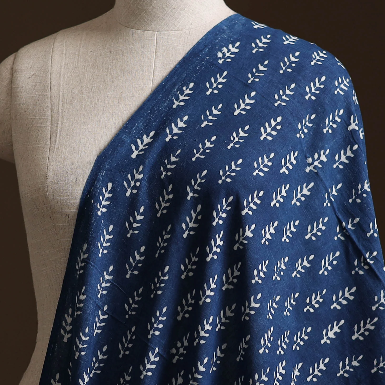 Blue - Pure Mul Cotton Bagru Indigo Hand Block Print Natural Dyed Fabric 15 - Image 2