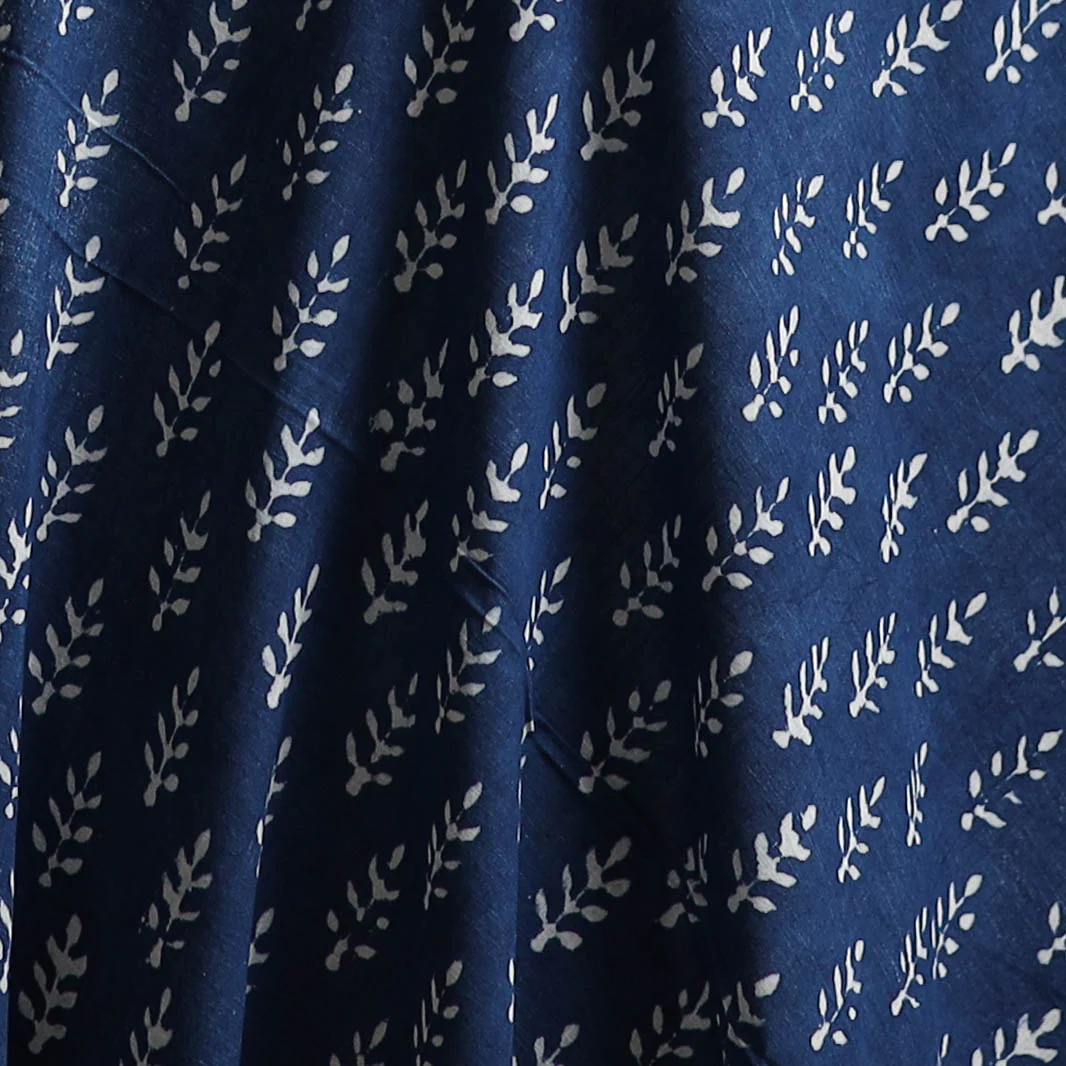 Blue - Pure Mul Cotton Bagru Indigo Hand Block Print Natural Dyed Fabric 15 - Image 3