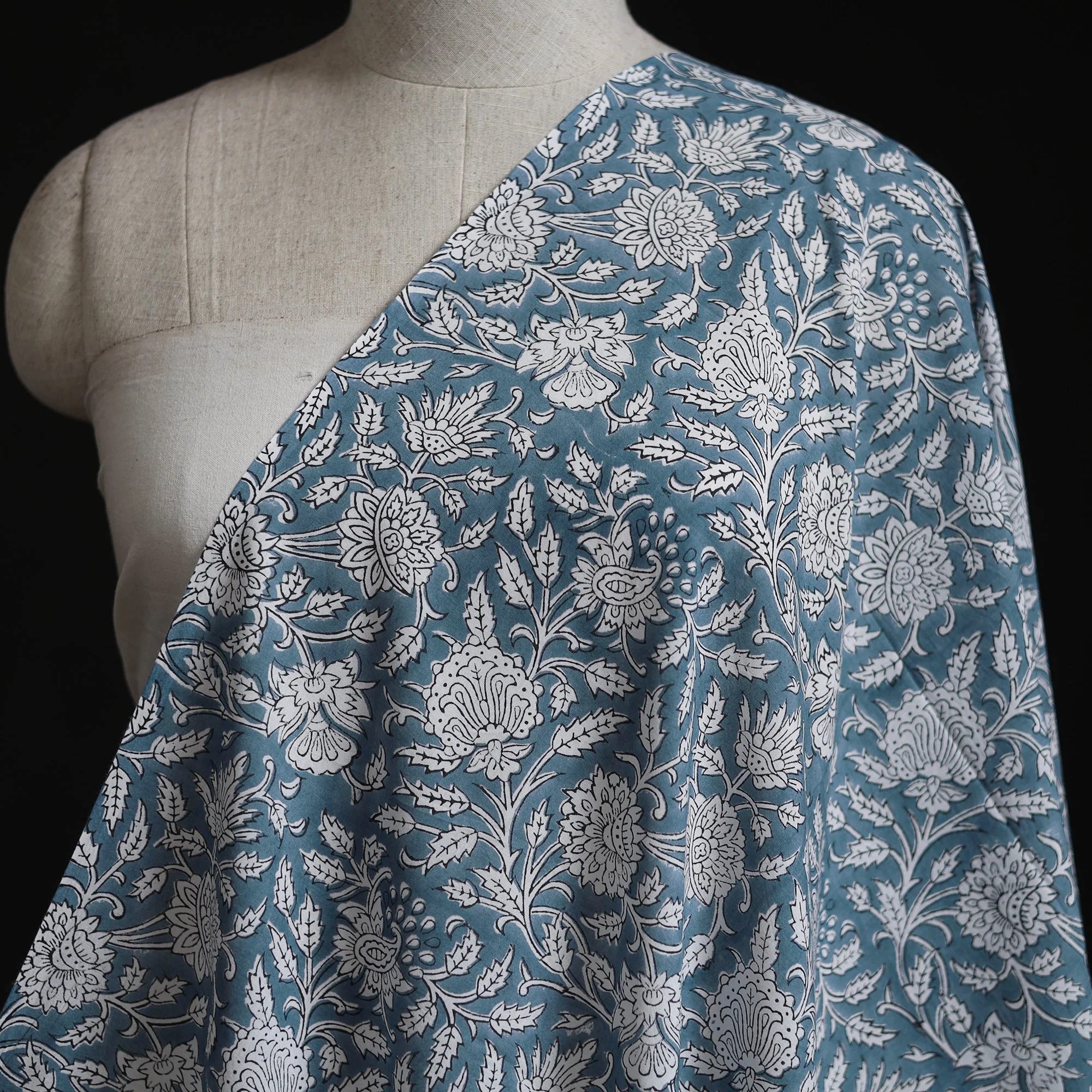 Pure Mul Cotton Hand Block Sanganeri Print Fabric 01 - Image 2