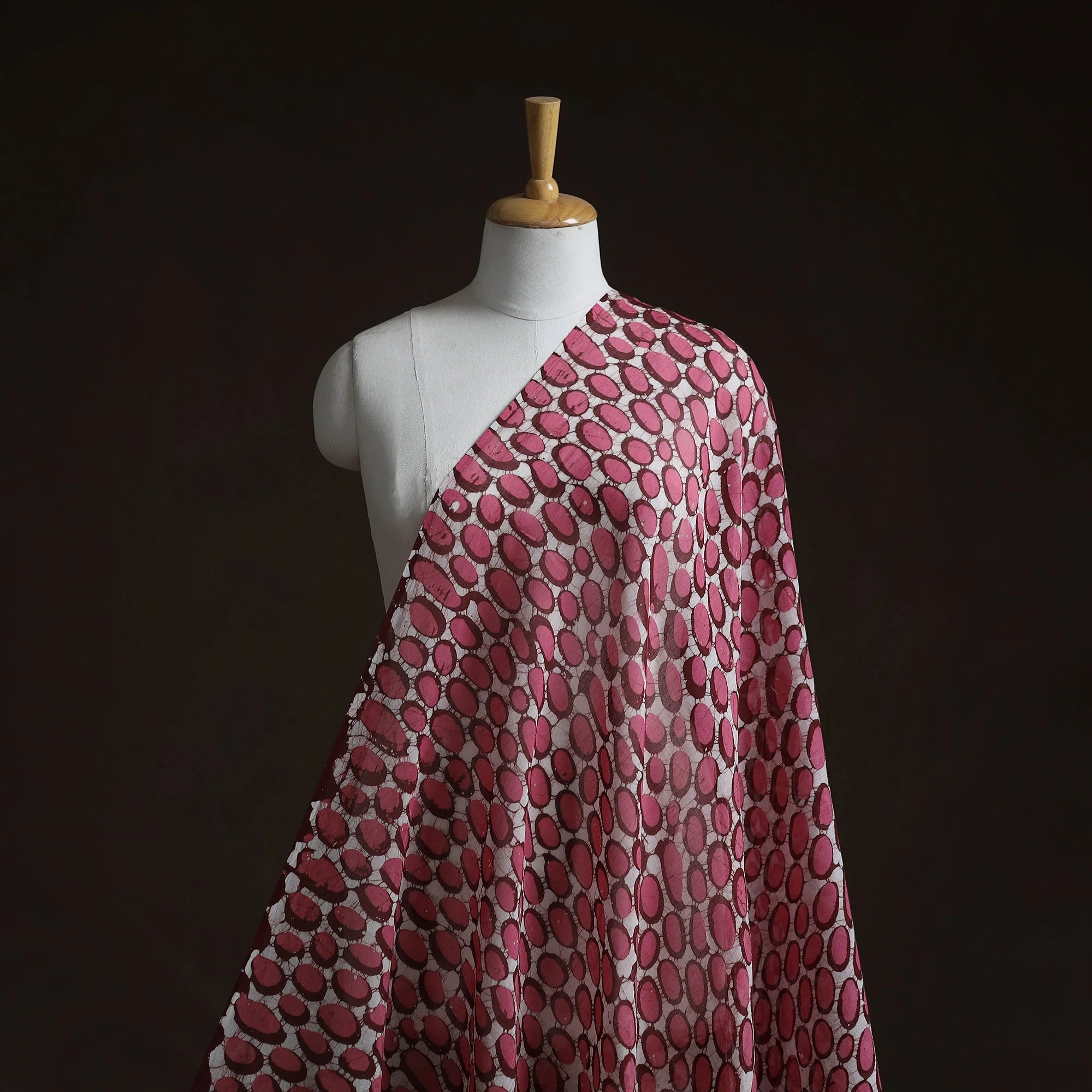 Pink - Pure Mul Cotton Kutch Hand Block Batik Print Fabric 06