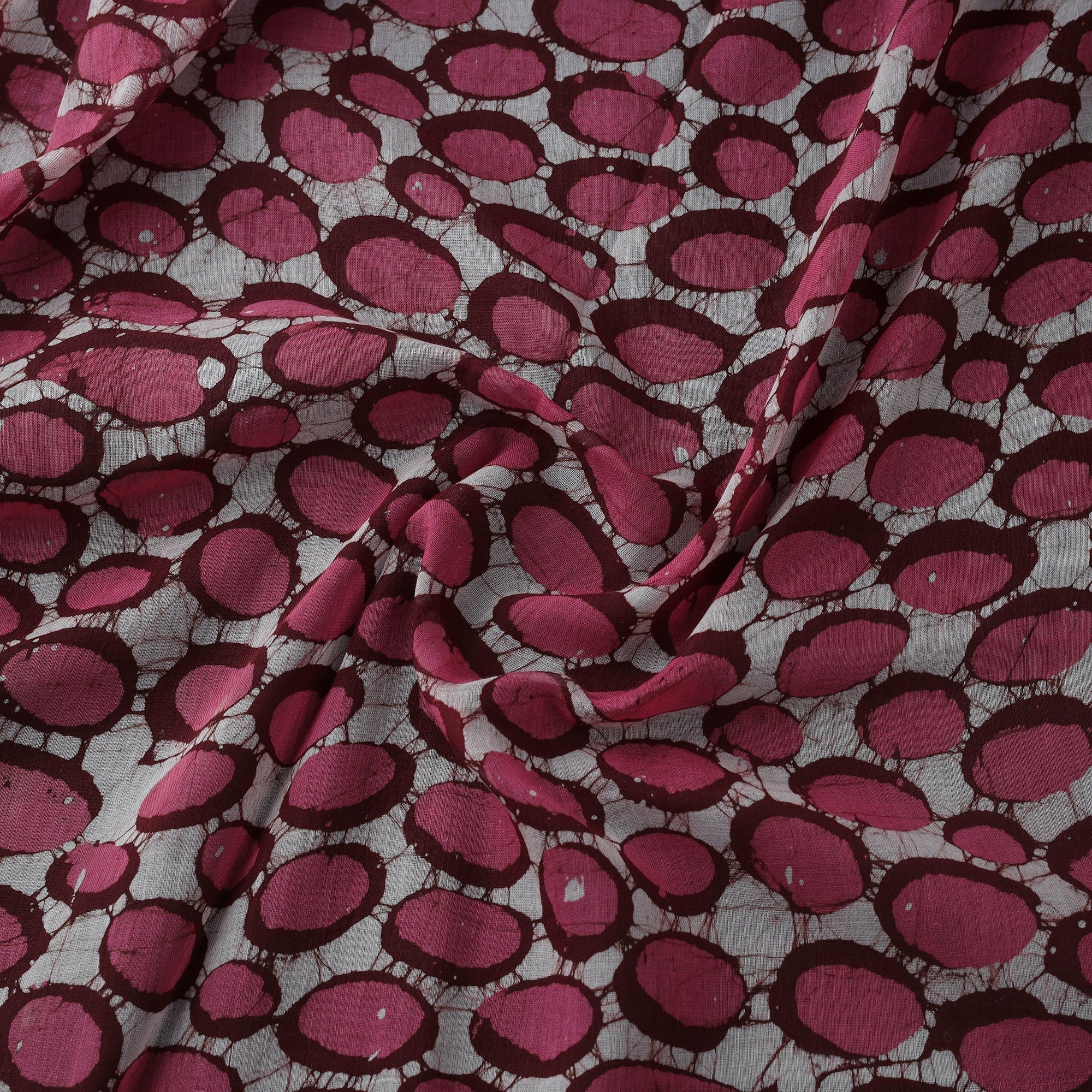 Pink - Pure Mul Cotton Kutch Hand Block Batik Print Fabric 06 - Image 3