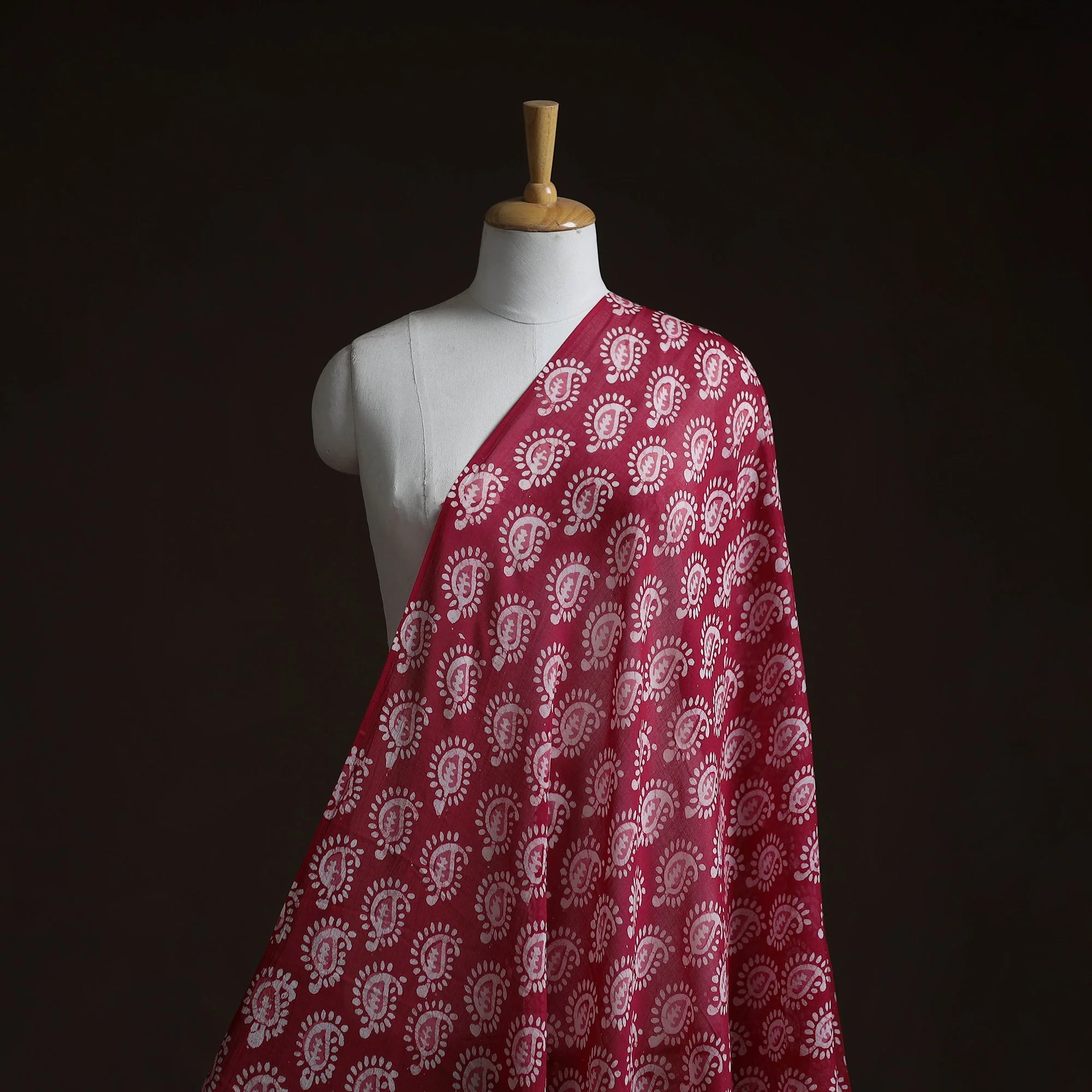 Red - Pure Mul Cotton Kutch Hand Block Batik Print Fabric 08